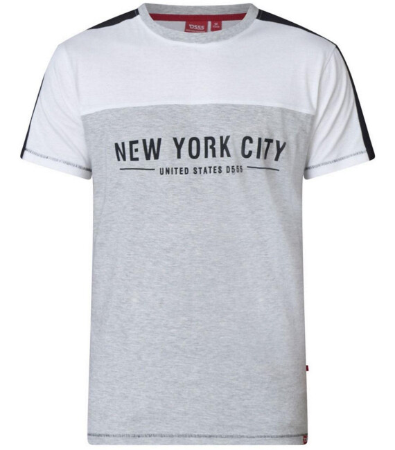 D555 Duke Mens Grey Printed T-Shirt New York City Text Crew Neck Medium