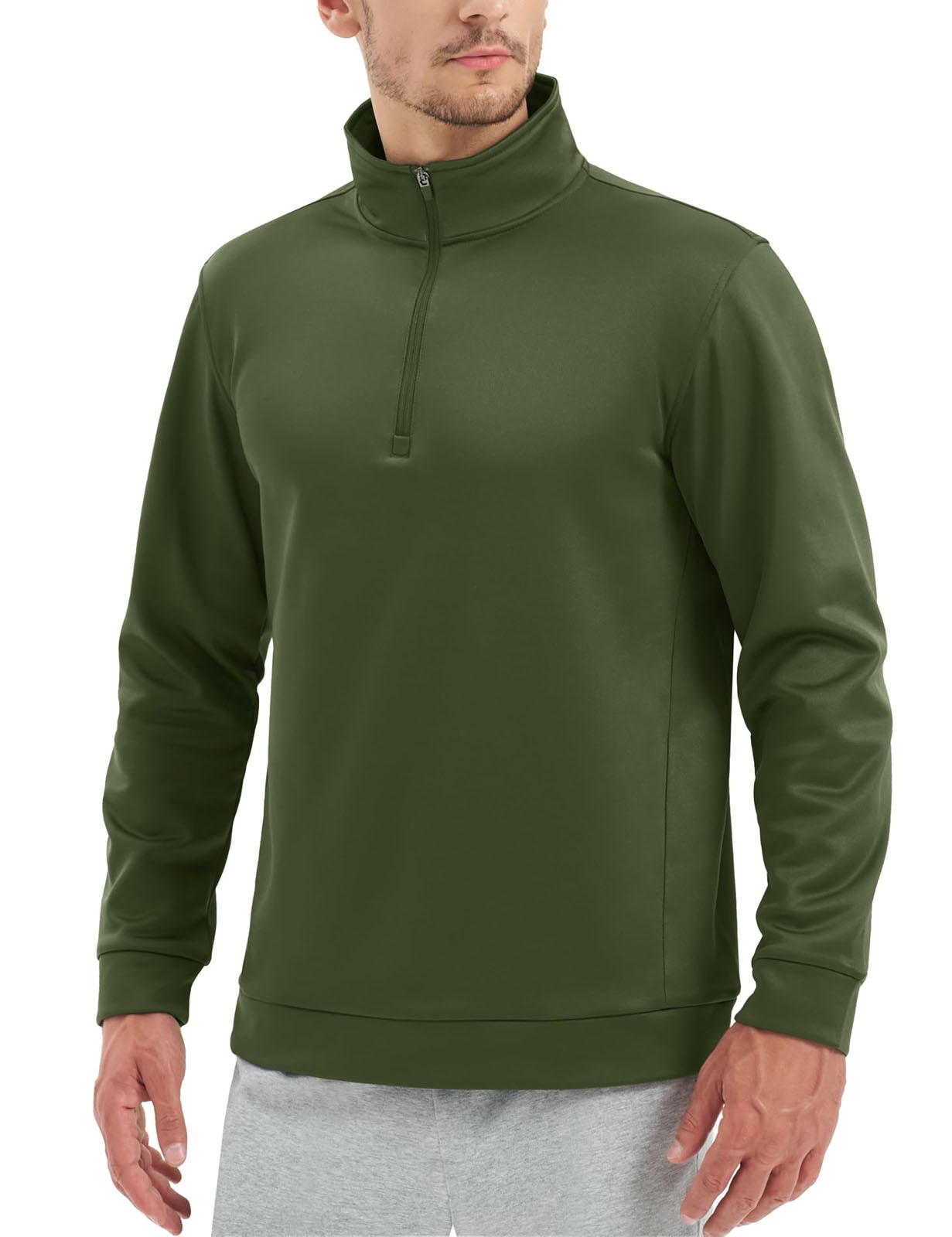 Men’s Quarter Zip Pullover Lightweight Fleece Lined Warm 1/4 Zip Down Sweatshirt
