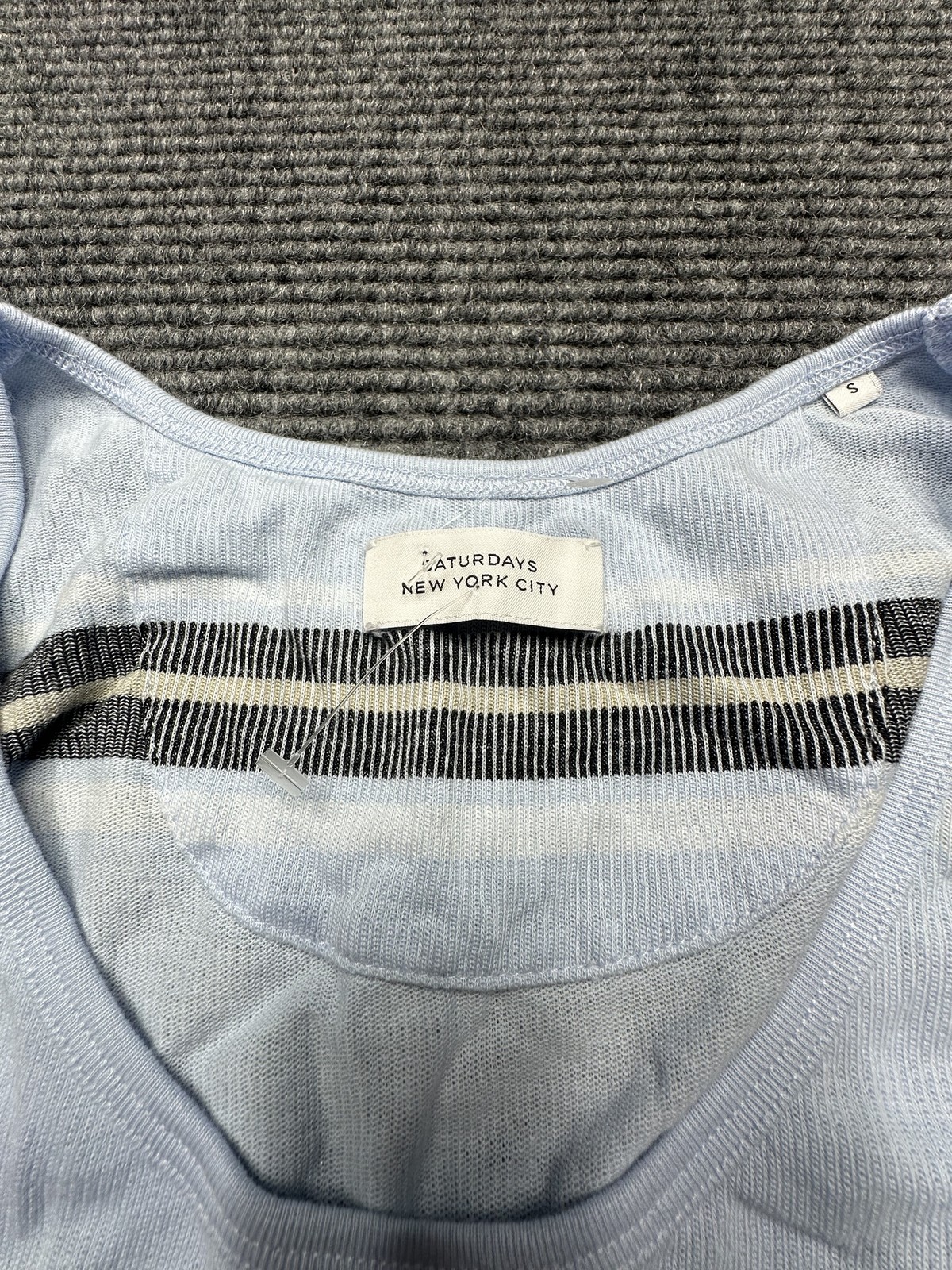 Saturdays New York City Tank Top Mens Small Sky Blue Stripe Nick S Lightweight