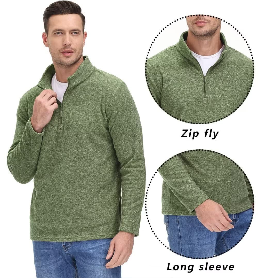 Men’s 1/4 Zip Up Fleece Pullover Casual Lightweight Long Sleeve Warm Sweatshirt