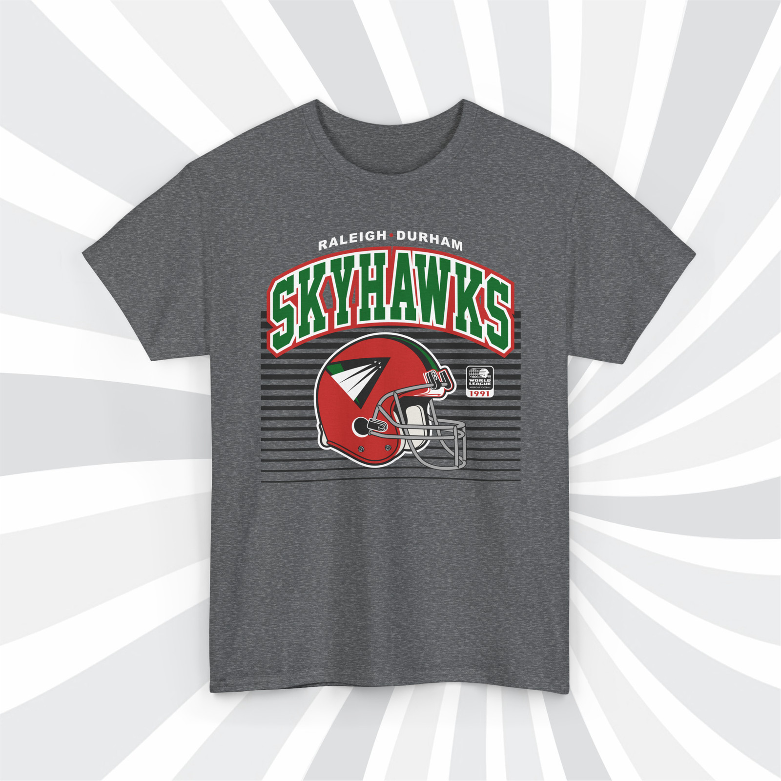 Raleigh Durham Skyhawks 1991 WLAF Vintage Football Helmet T-Shirt