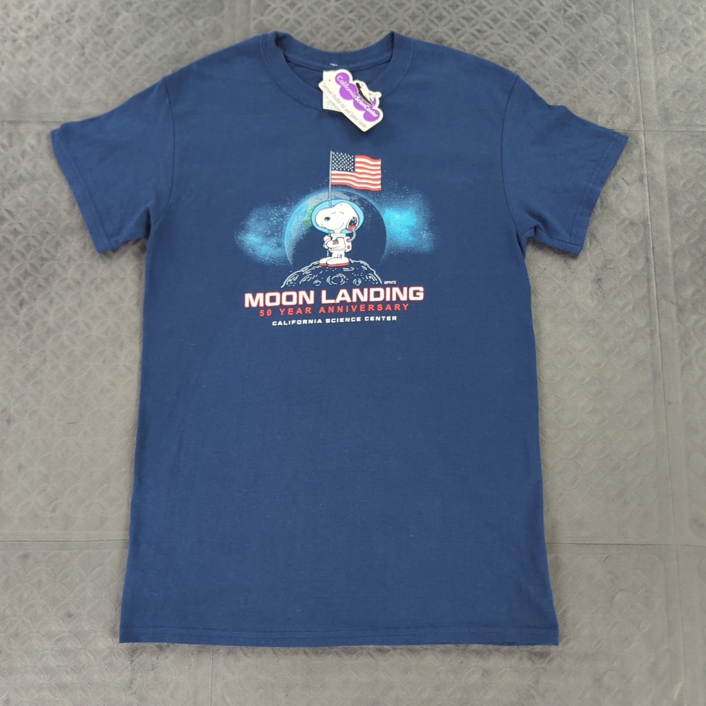 Snoopy Peanuts Shirt Moon Landing 50th Anniversary Blue Short Sleeve Adult Small