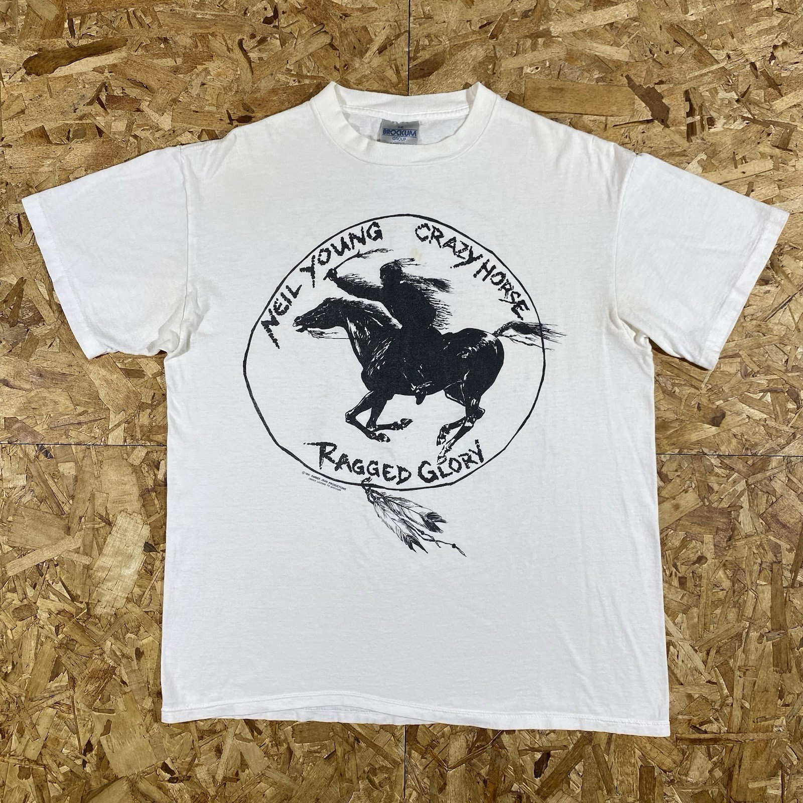 VTG 1991 Neil Young Crazy Horse Ragged Glory White Single Stitch Tour Shirt XL