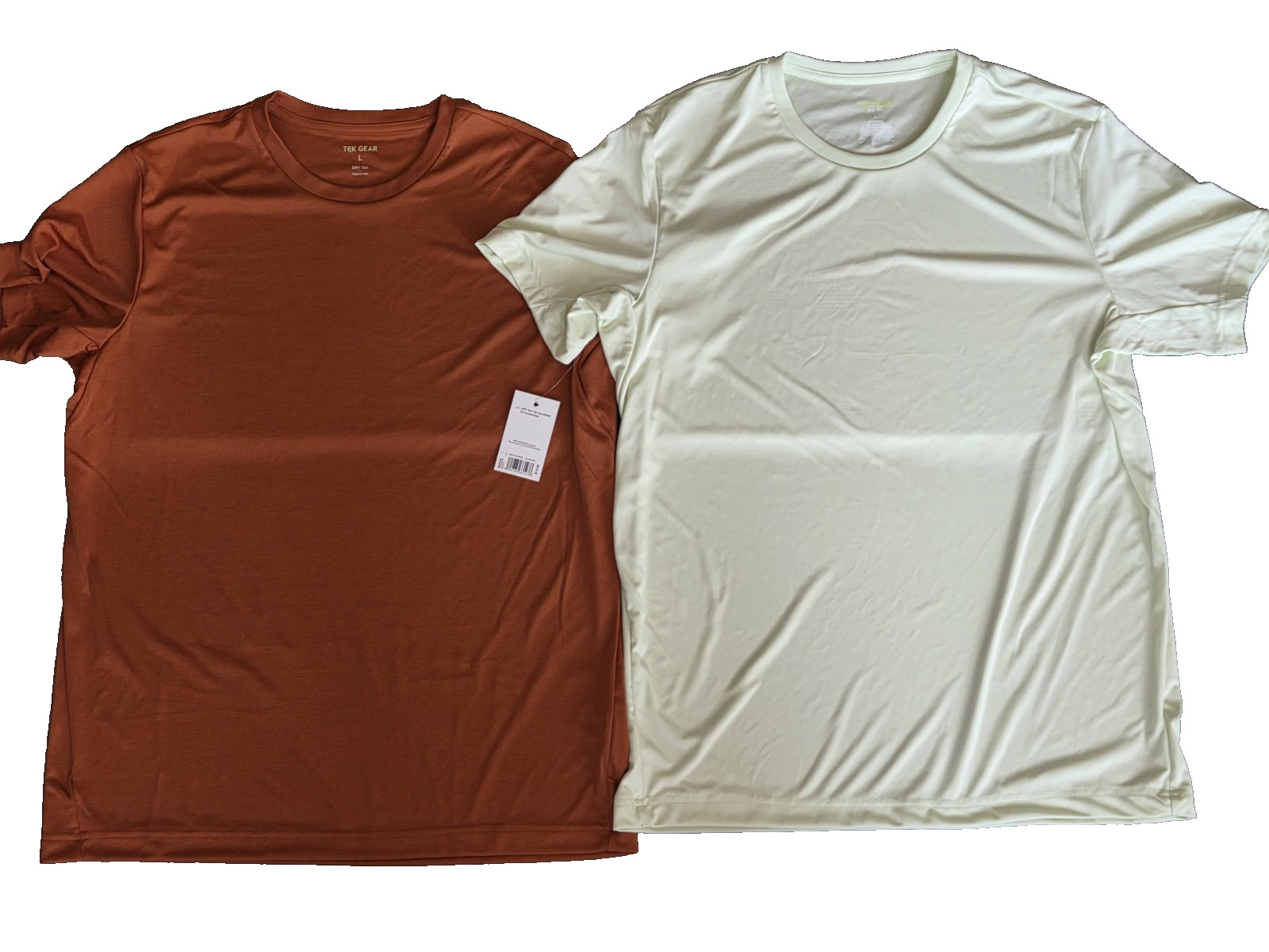 Tek Gear Dry Tek Tees Men’s T-Shirt Size Large Lot Of 2 Orange/Neon Yellow
