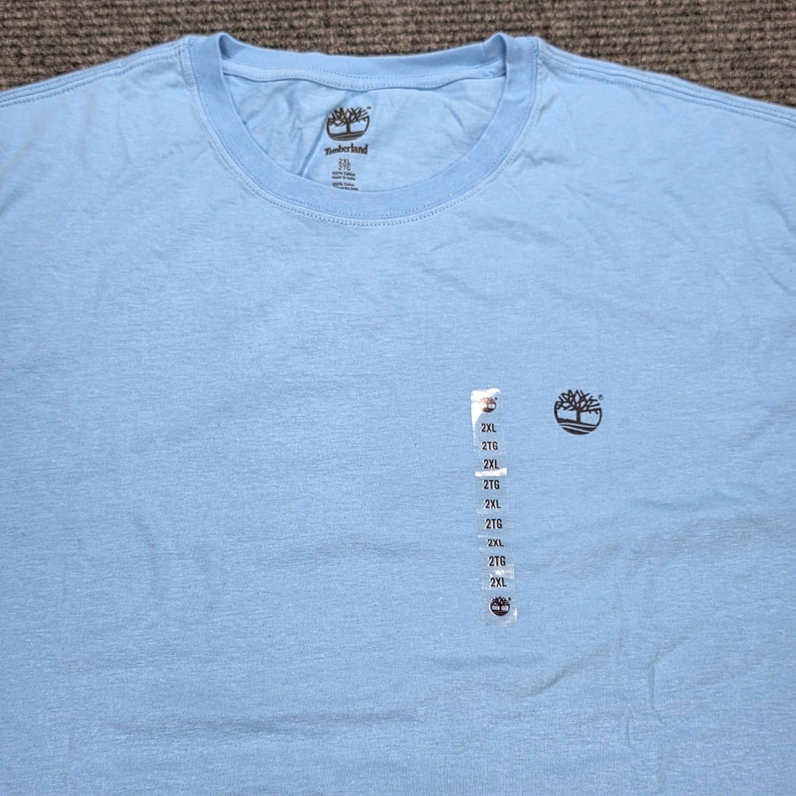 Timberland Tent Logo T-Shirt Men’s Size 2XL Light Blue Back Graphic Outdoors NEW
