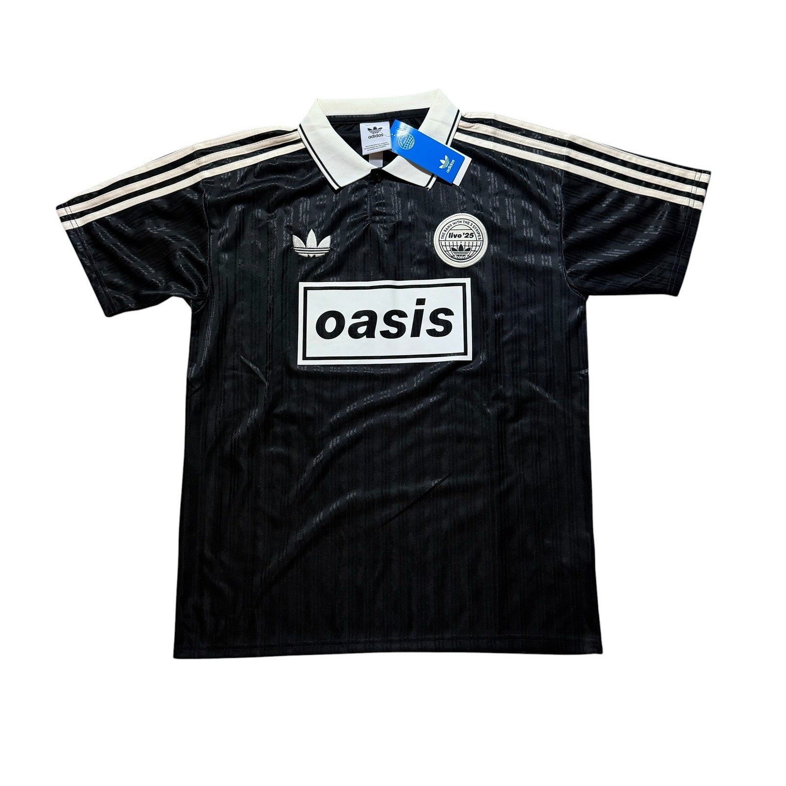 Adidas Oasis Live 25 Jersey Size Medium Black White Soccer Shirt Band Merch NEW