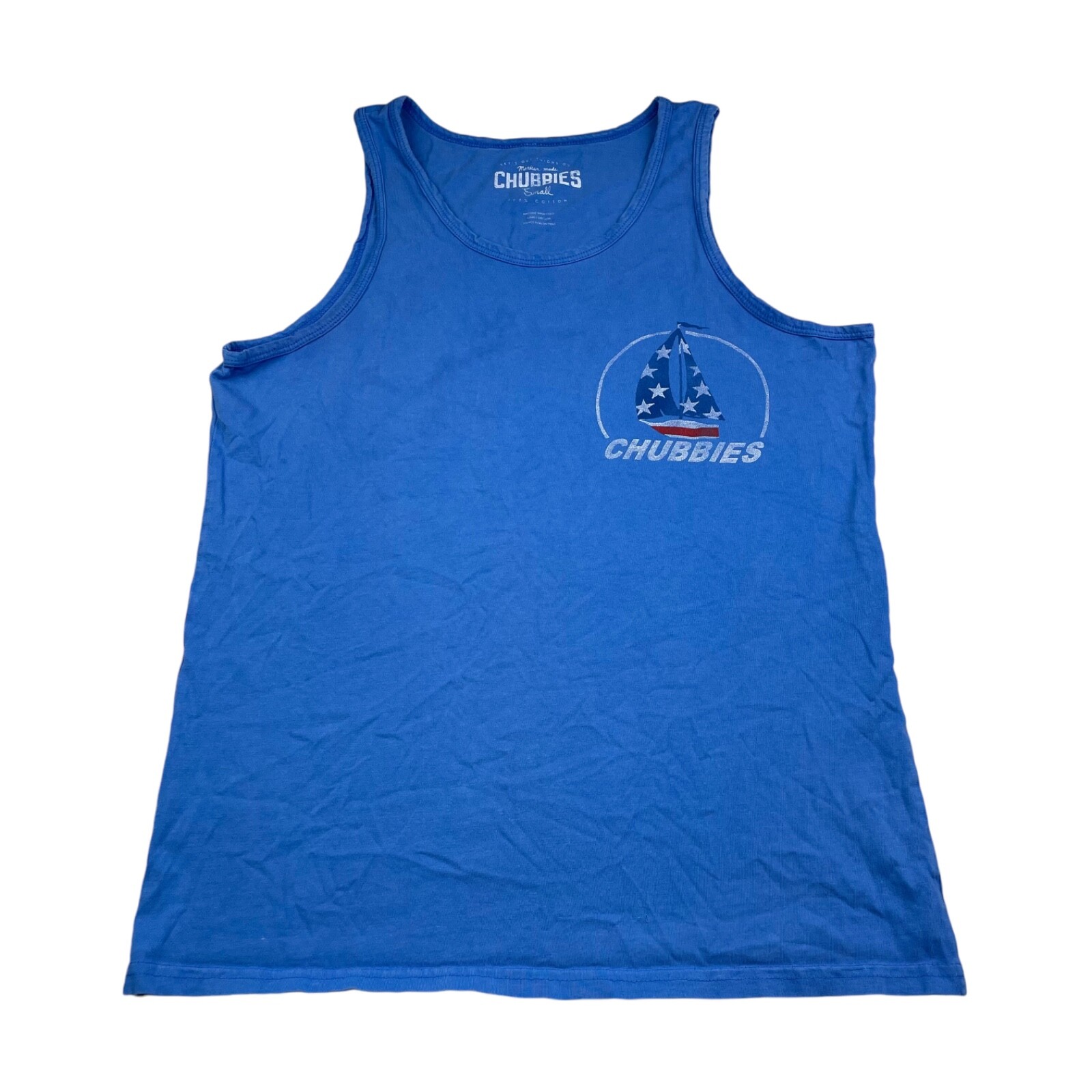 Chubbies Men’s “The Weekend Has Arrived” USA Tank Top T-Shirt Blue • Small