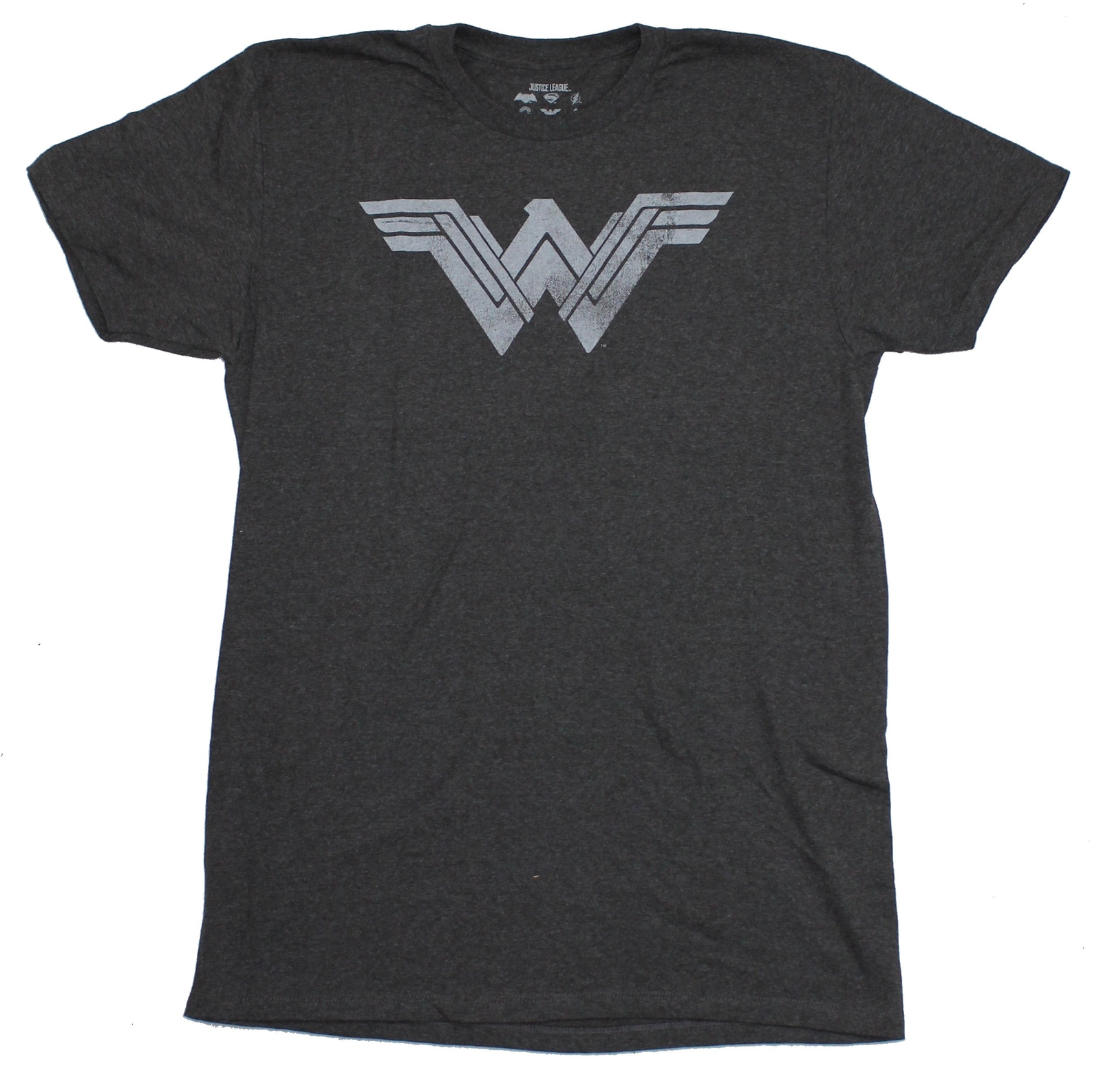 Wonder Woman DC Comics Mens T-Shirt – Distressed Gray Style Logo Image