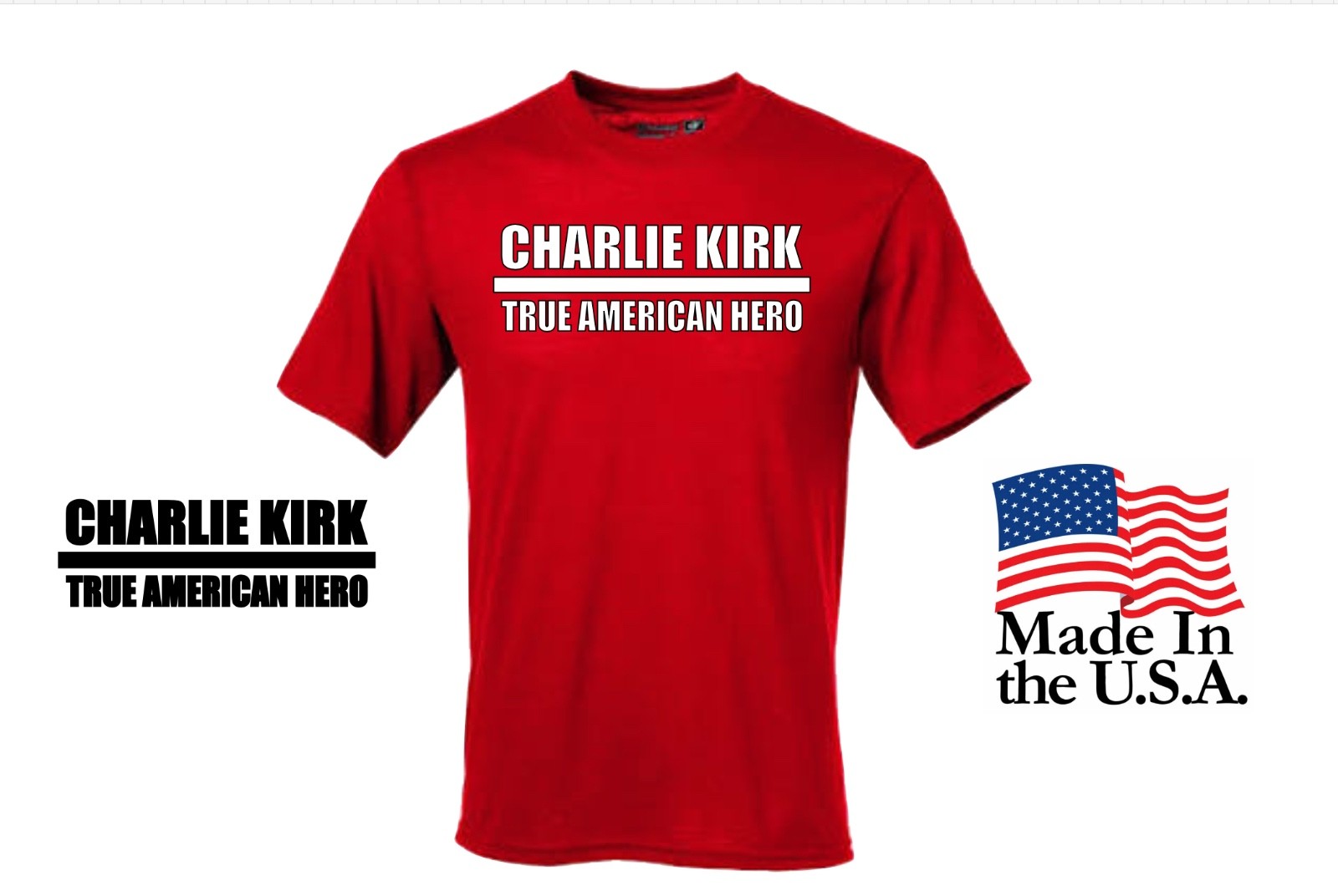 Decal & Charlie Kirk True American Hero Tshirt & 8” Vinyl Decal Support Tribute