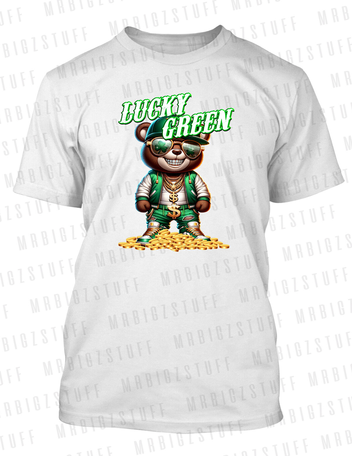 Lucky Green Bear Drip Big Tall Sm Sneaker Tee Shirt To Match Green Shoes Graphic