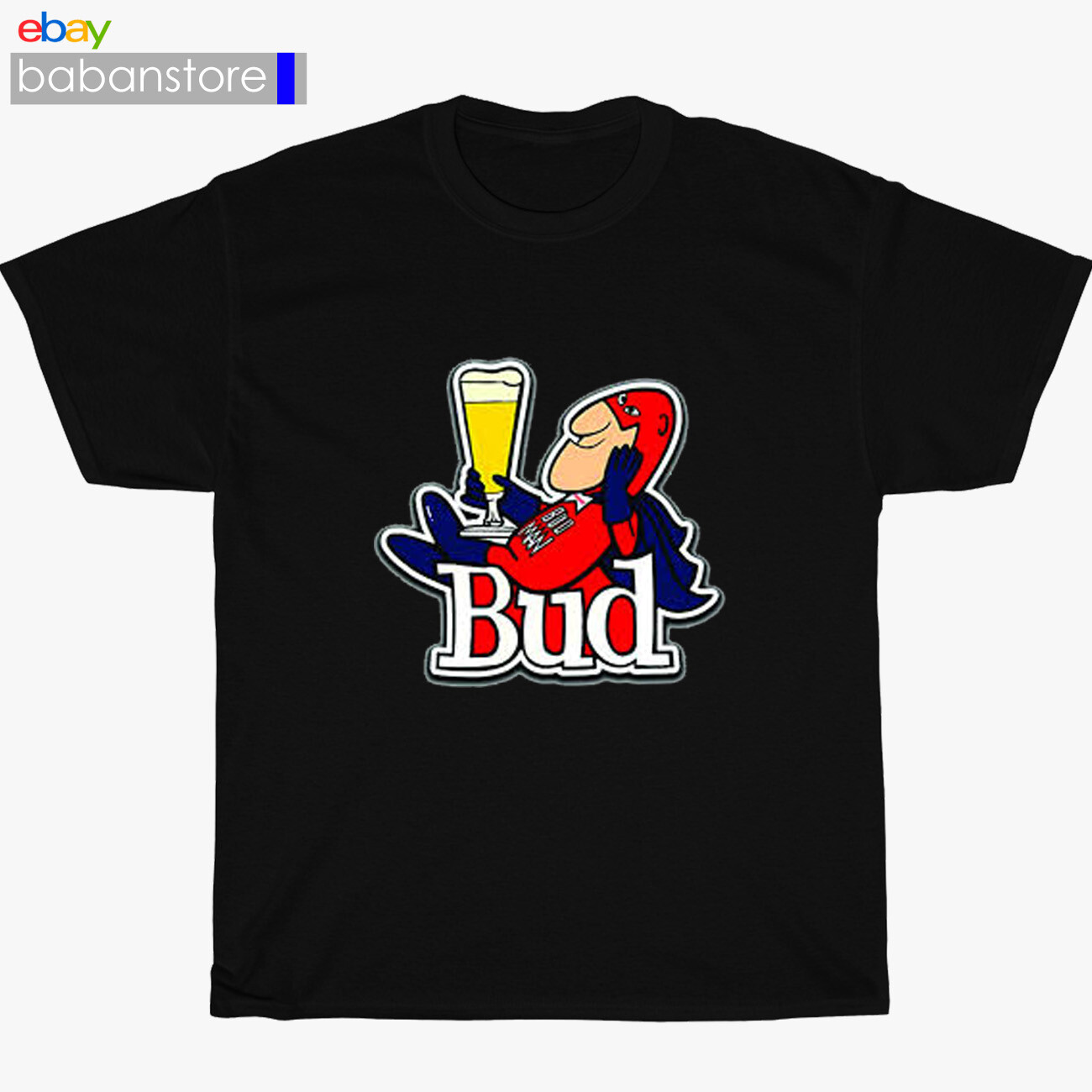 New BudMan Cartoons Bud Man Beer Black/White/Grey/Navy T-Shirt Size S-5XL