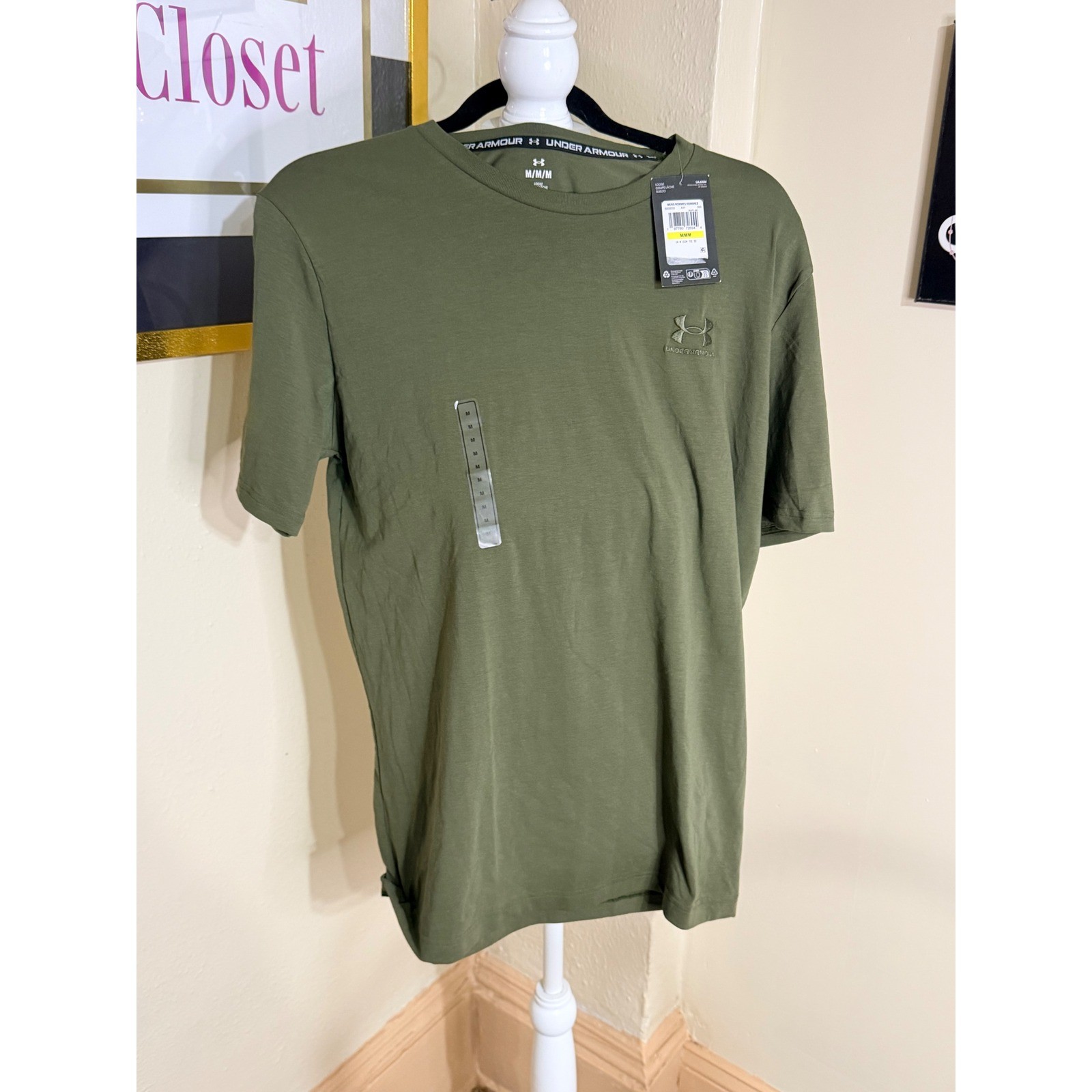 Under Armour Mens Sportstyle Icon Tee Marine OD Green Loose Fit T-Shirt Medium