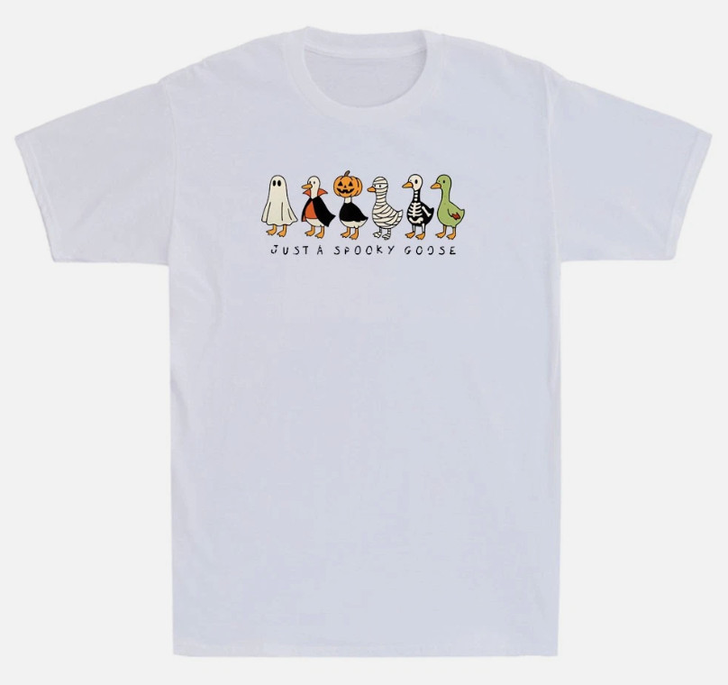 Just A Spooky Goose Funny Halloween Silly Goose Meme Quote Retor Men’s T-Shirt