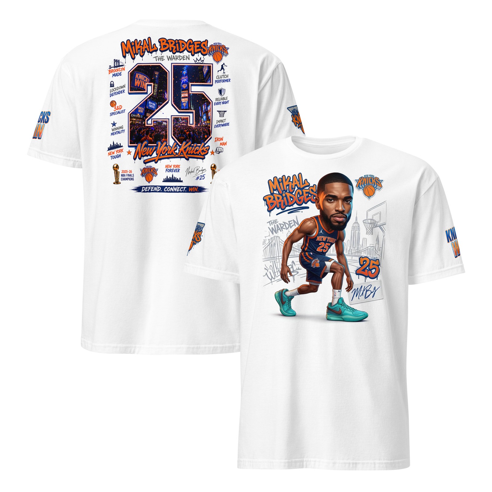 Mikal Bridges #25 New York Knicks Championship T-Shirt The Warden Fan Shirt