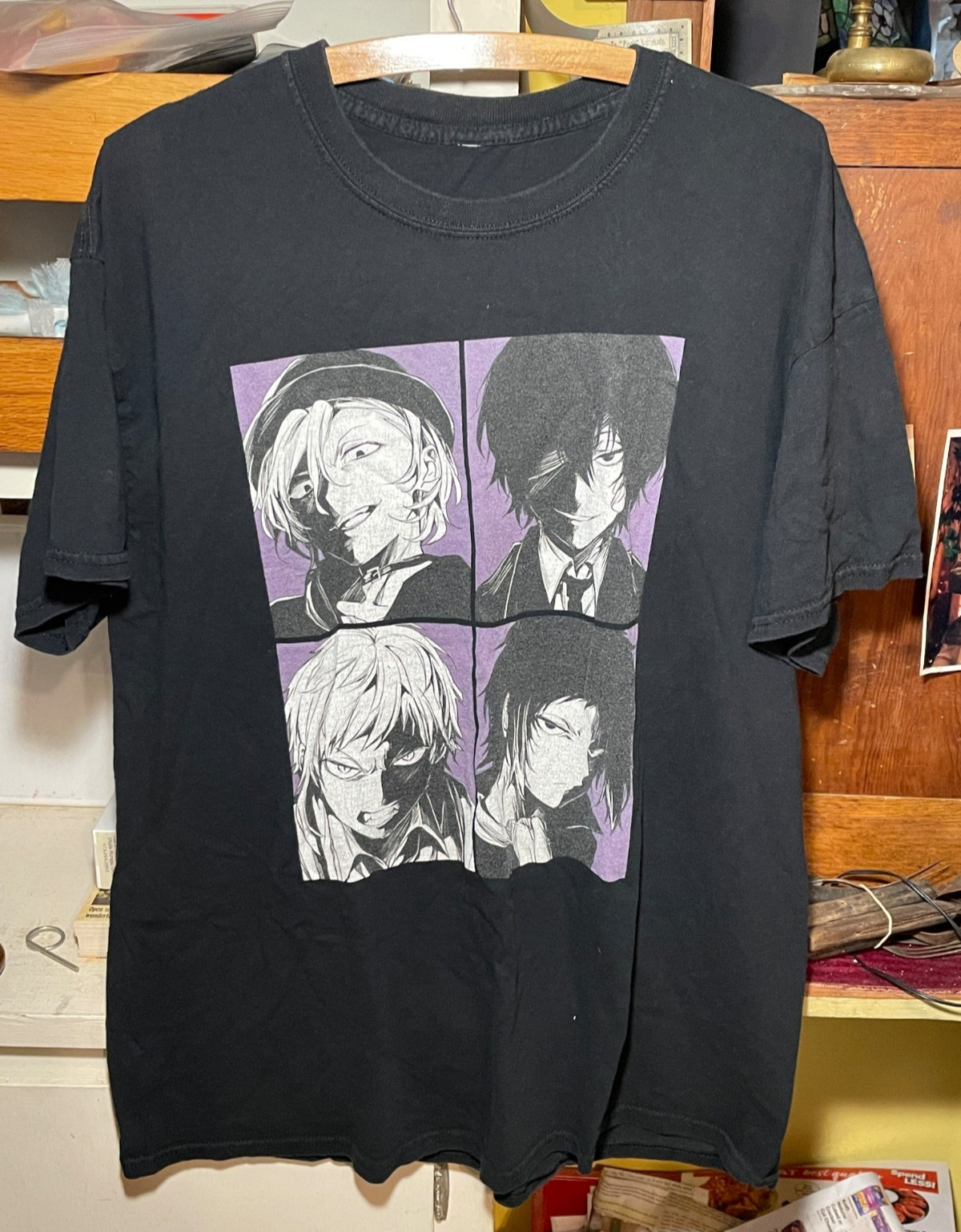 Vintage Bungo Stray Dogs Black Medium Cotton T-Shirt Kafka Asagiri No Tag