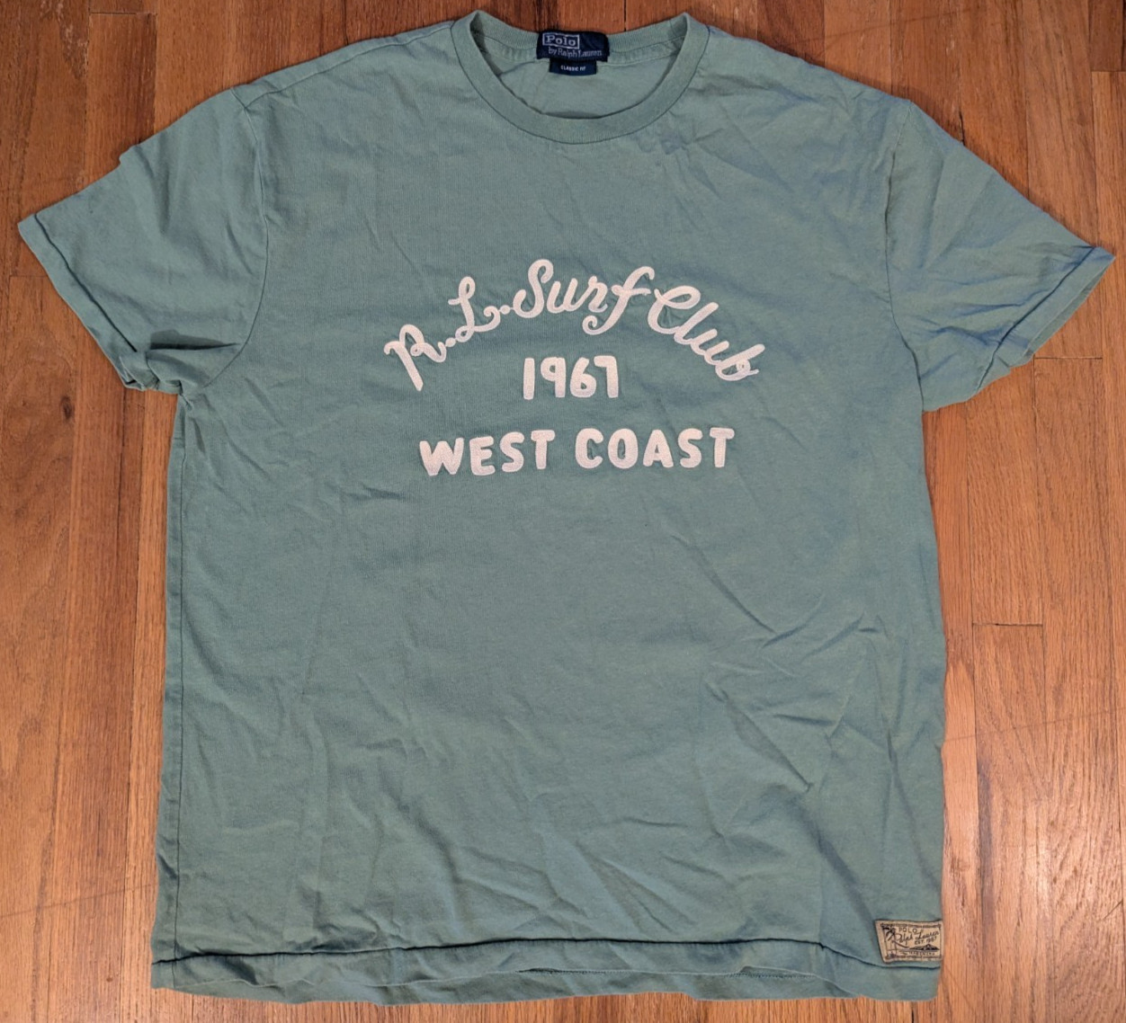 Polo Ralph Lauren Mint R.L. SURF CLUB 1967 WEST COAST Embroidered T Shirt L