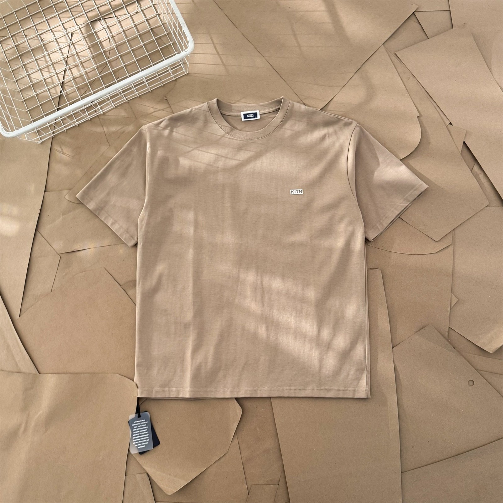Kith Simple Flocked Small Box Logo Loose Neck Solid Color Short Sleeve Couple