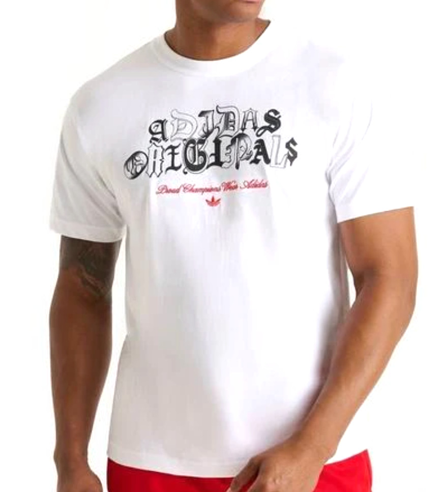 NEW MENS ADIDAS ORIGINALS SCRIPT LOGO TREFOIL TEE SHIRT ~SIZE LARGE #KE1053