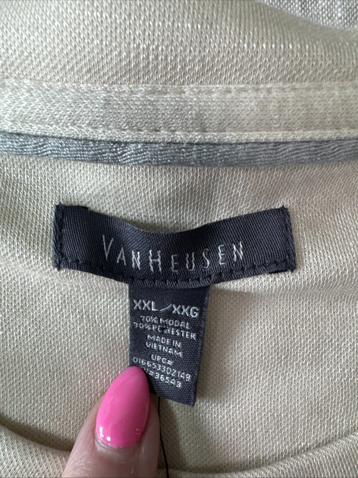 VAN HEUSEN Round Neck, BEIGE, Men’s T-shirt Size XXL Modal & Polyester NWT