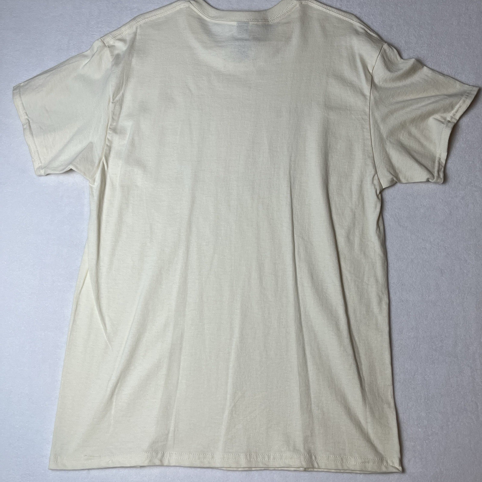 New Gildan Fall For Jesus T-Shirt Unisex Large Ivory He Never Leaves S/S Crew