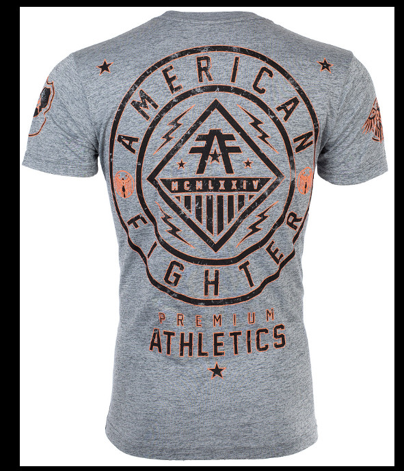 AMERICAN FIGHTER Heather Grey BIRCHWOOD Athletic Graphic T-shirt NWT