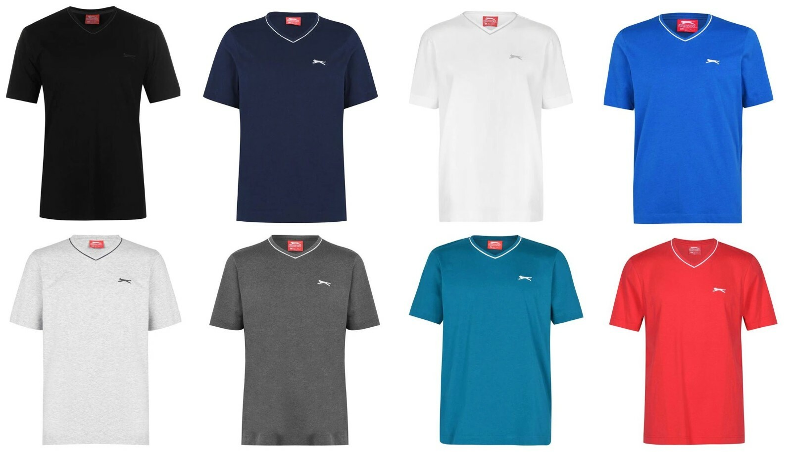 Mens Slazenger 100% Cotton V Neck T Shirt XS S M L XL XXL 3XL 4XL BNWT