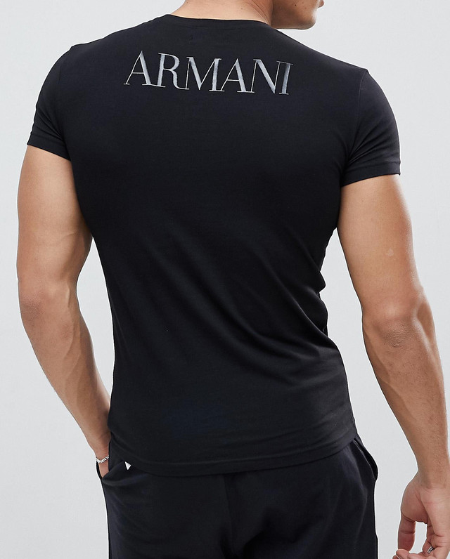 Emporio Armani Black Men’s T-Shirt Round Neck,Glossy print, Size M*L*XL*XXL,3XL