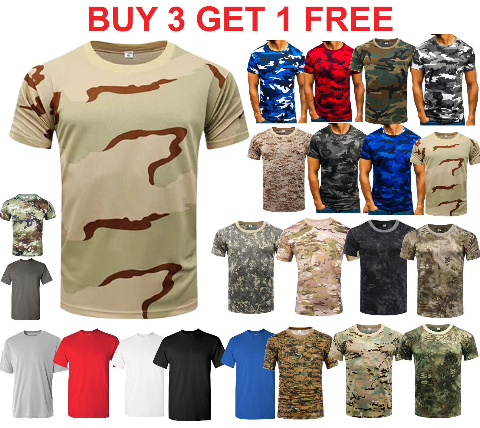 short Sleeve T-shirt Camouflage Tee camo Tactical Camouflage plain T shirt