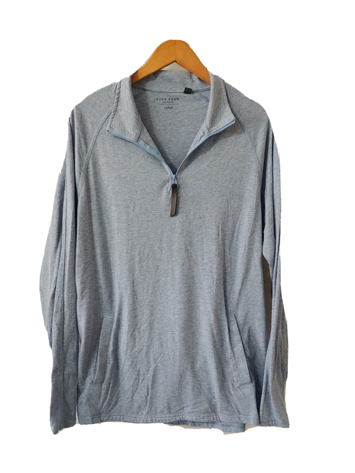 FIVE FOUR Shirt Mens L Blue 1/4 Zip Pullover Top Pockets Long Sleeve