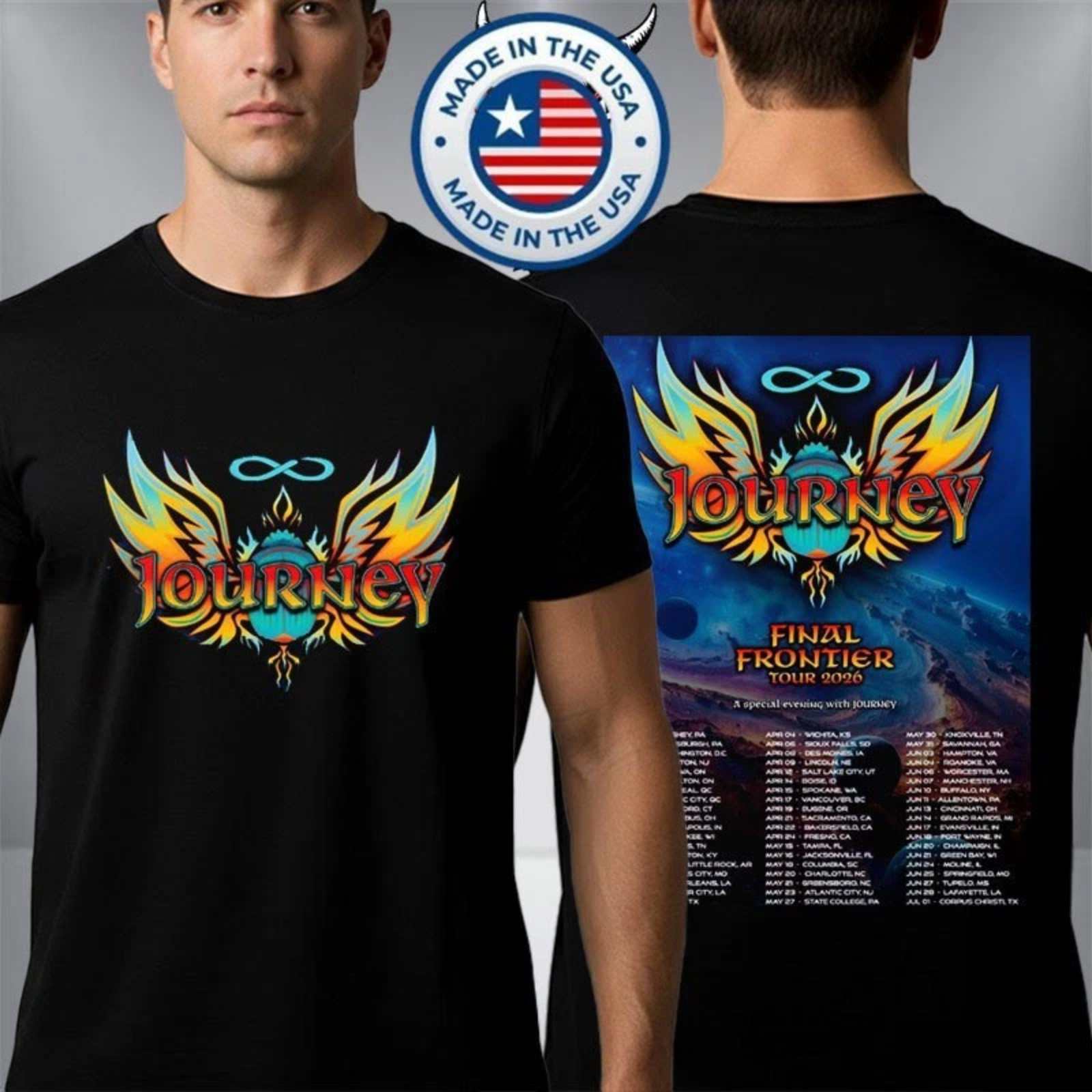 Journey Final Frontier Tour 2026 Double Sided T-Shirt Rock Band Unisex Tee