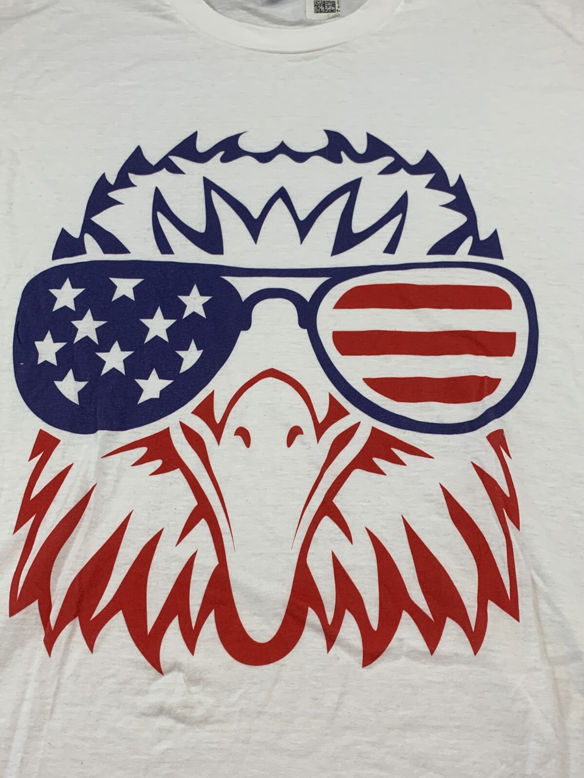 Port & Company Patriotic Eagle T-Shirt Mens L White Red Blue Sunglasses Cool