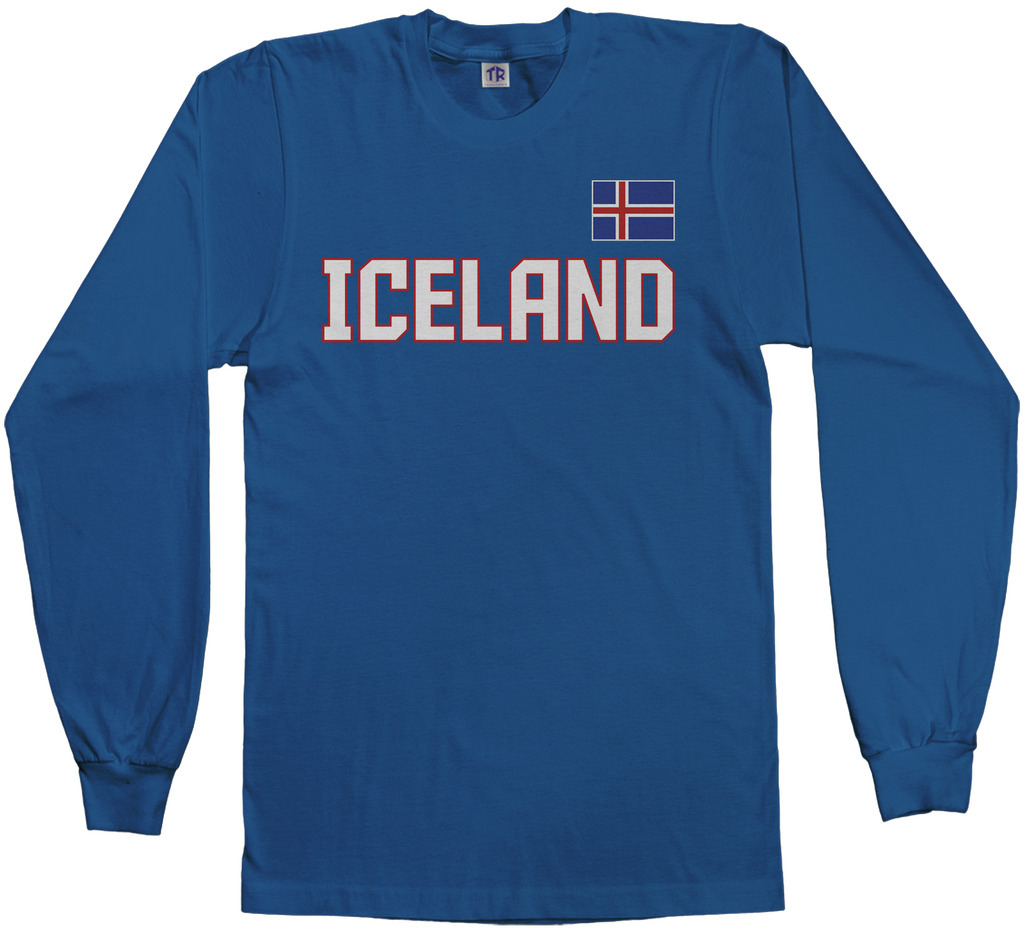 Threadrock Men’s Iceland National Team Long Sleeve T-shirt Nordic Flag