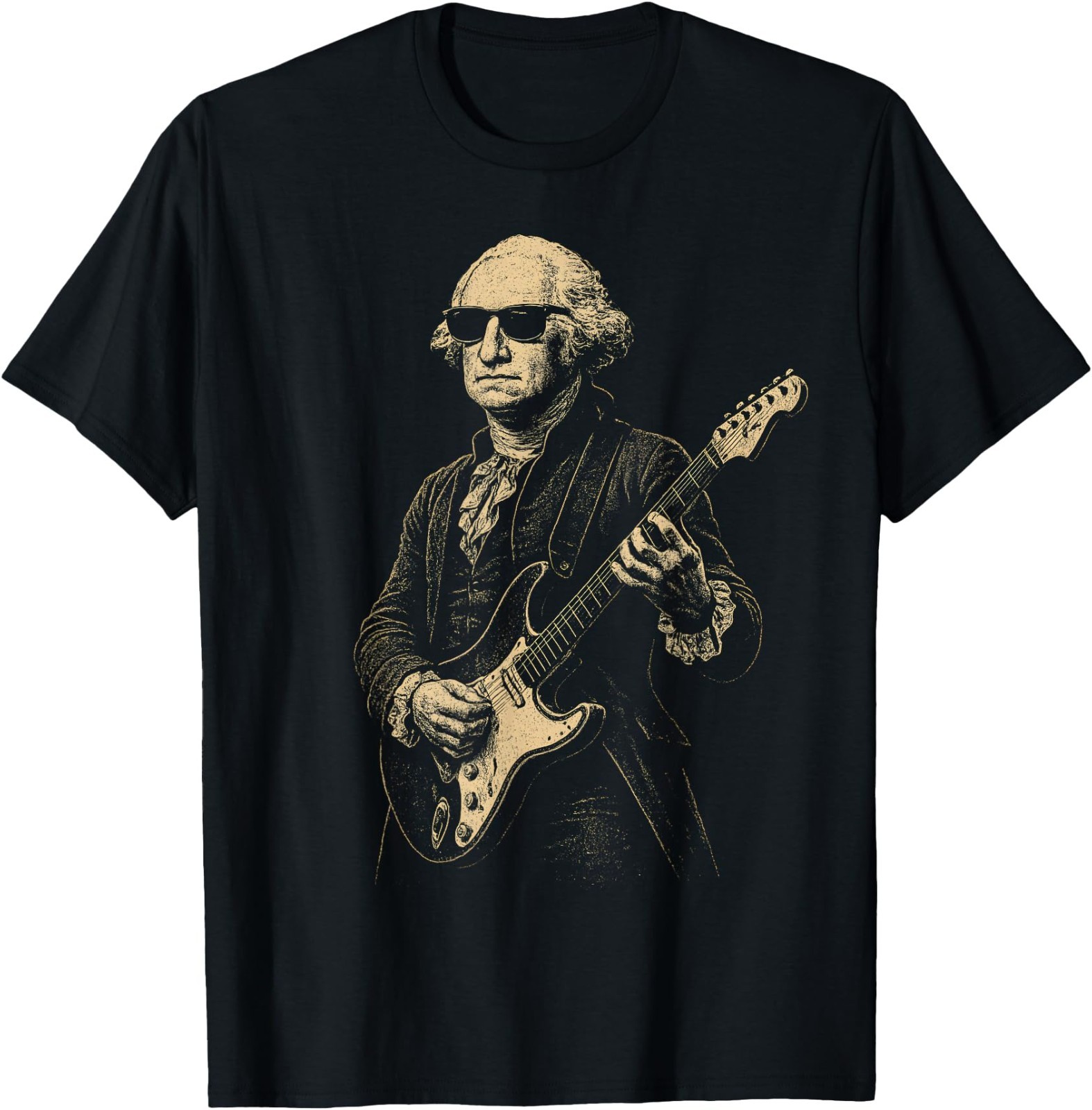 George Washington Playing Guitar Funny 4th of July Vintage UNISEX T-Shirt, G5000
