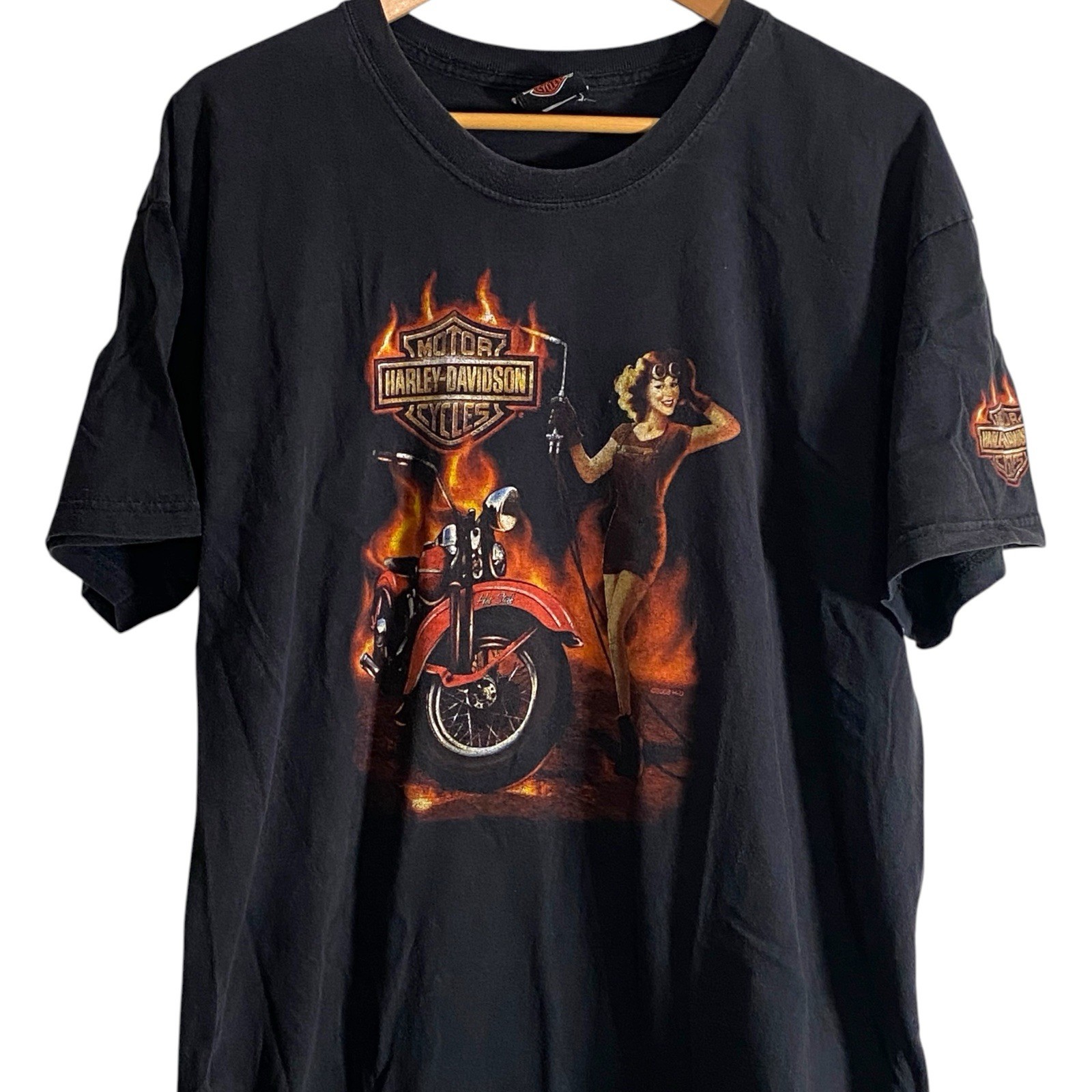 Harley Davidson Mens Short Sleeve Pinup Girl Shirt SZ XL Thunderbird New Mexico