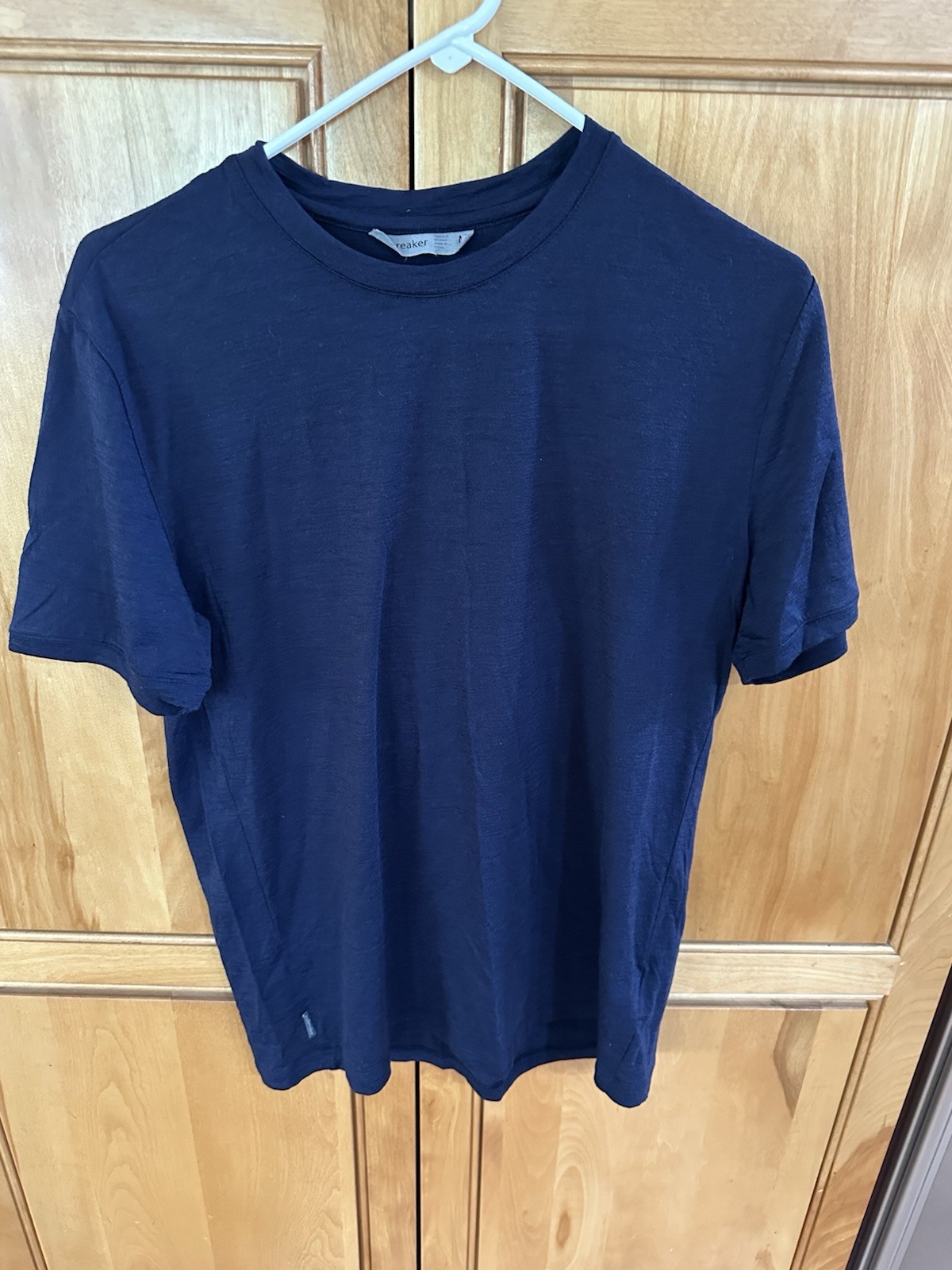 Icebreaker Mens M 90 Merino Wool 10 Nylon Short Sleeve Navy T Shirt