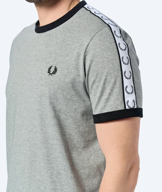 FRED PERRY TAPED RINGER T-SHIRT STEEL MARL M4620 420 COTTON NEW WITH TAGS