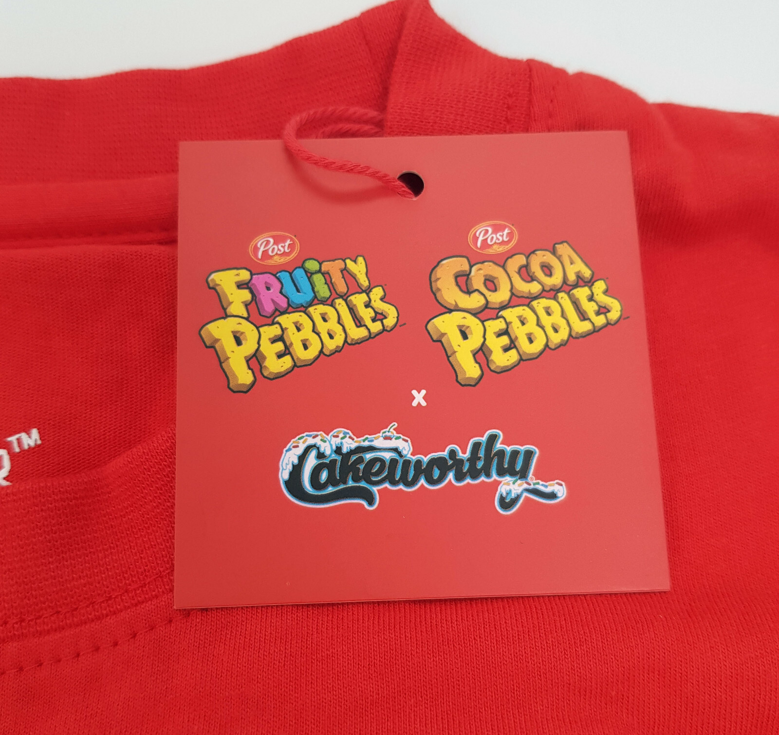 Cakeworthy x Fruity Pebbles Cereal Long Sleeve T-Shirt Top Red The Flintstones
