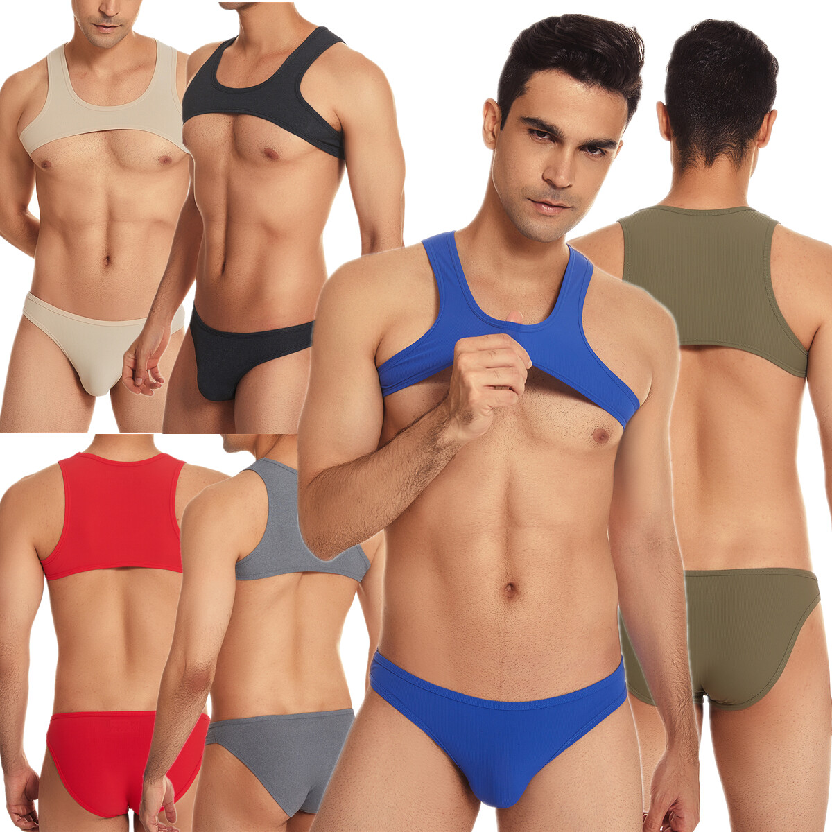 Mens Harness Tanks Tops Underwear Gay Sexy Stage Dance Showwear Male Vest Briefs