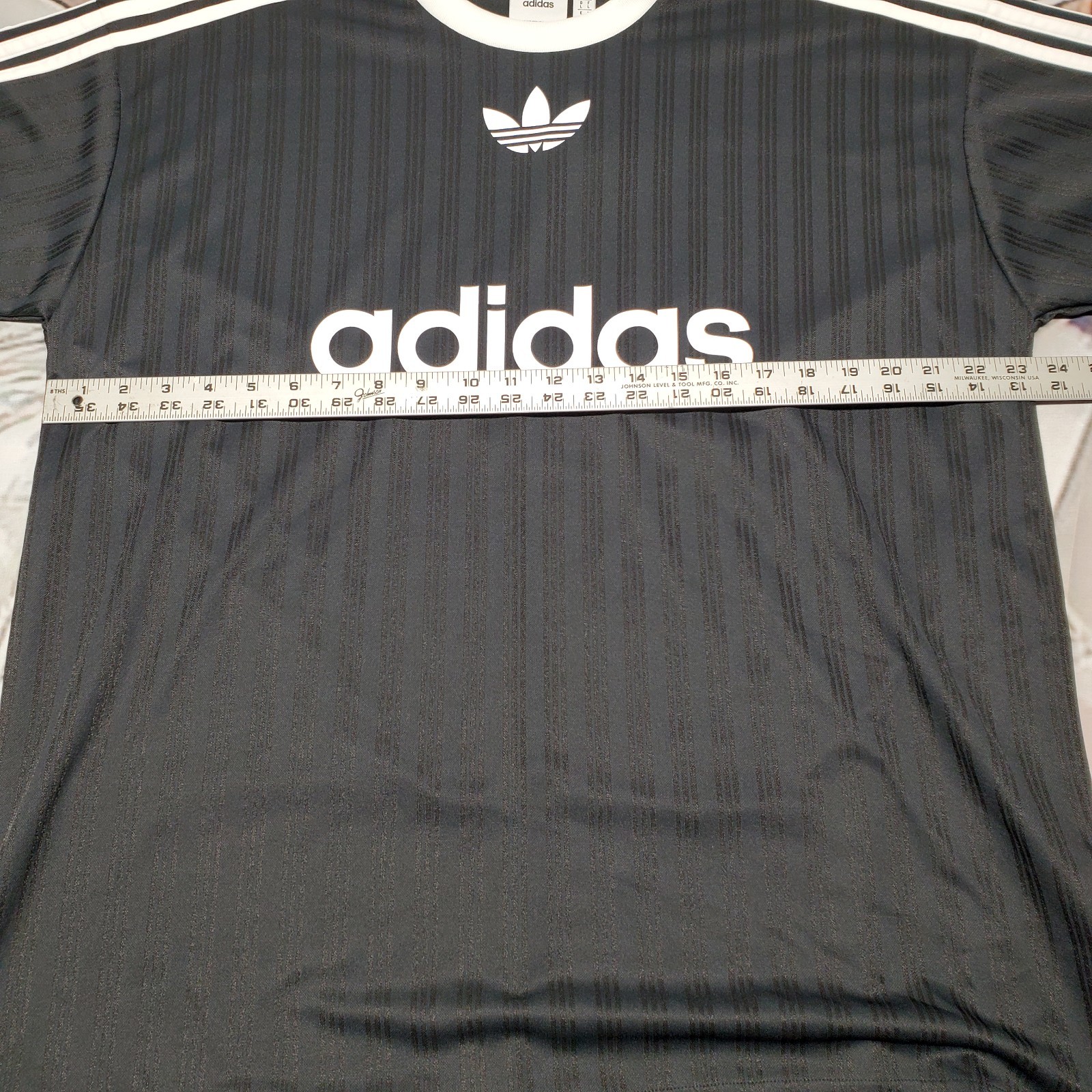 NEW Adidas Trefoil Mens Size Large Striped Dazzle Soccer Style T Shirt Tee Poly
