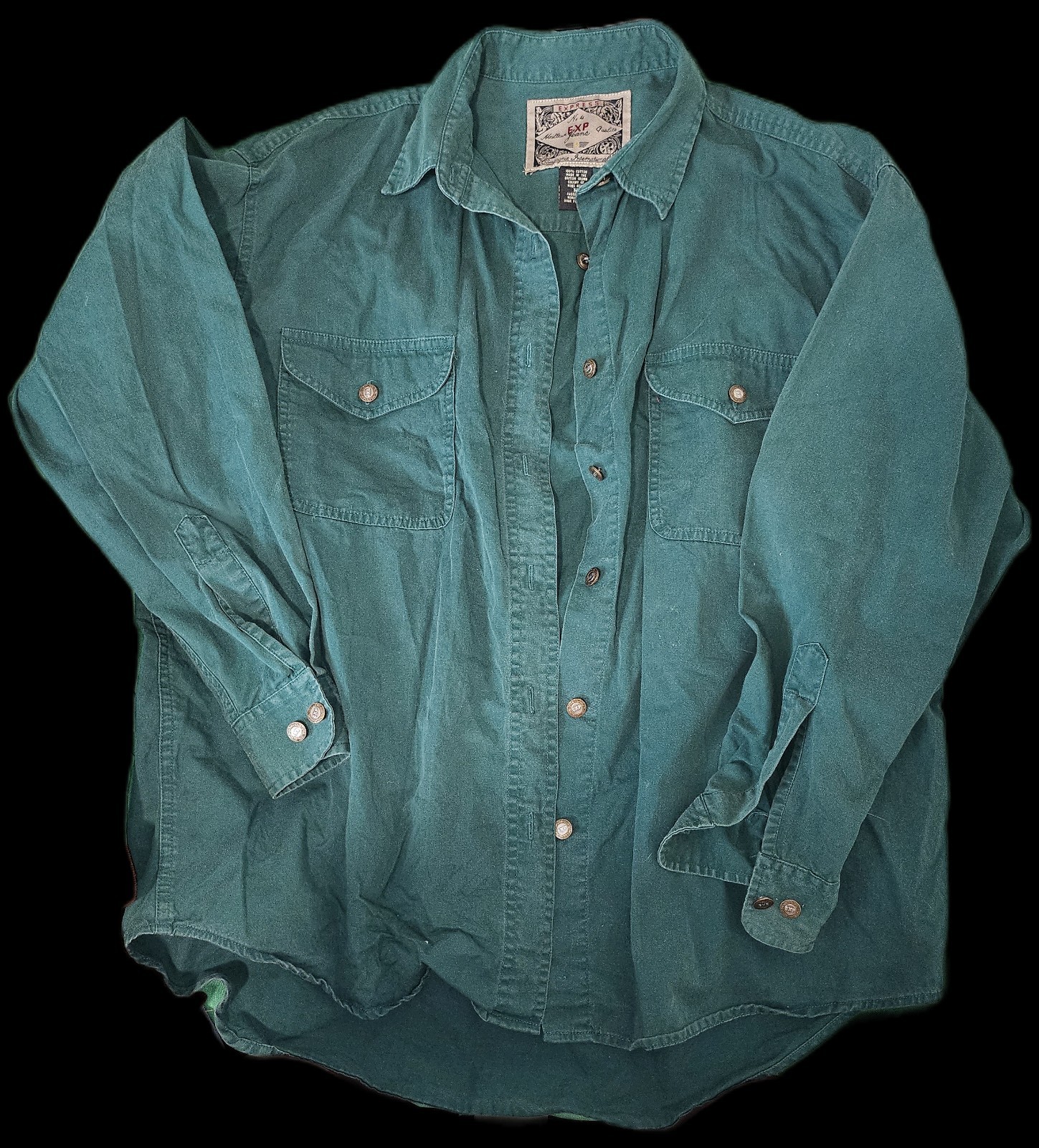 Vintage Express EXP Shirt M British Crown Colony Hong Kong Cotton Button Up