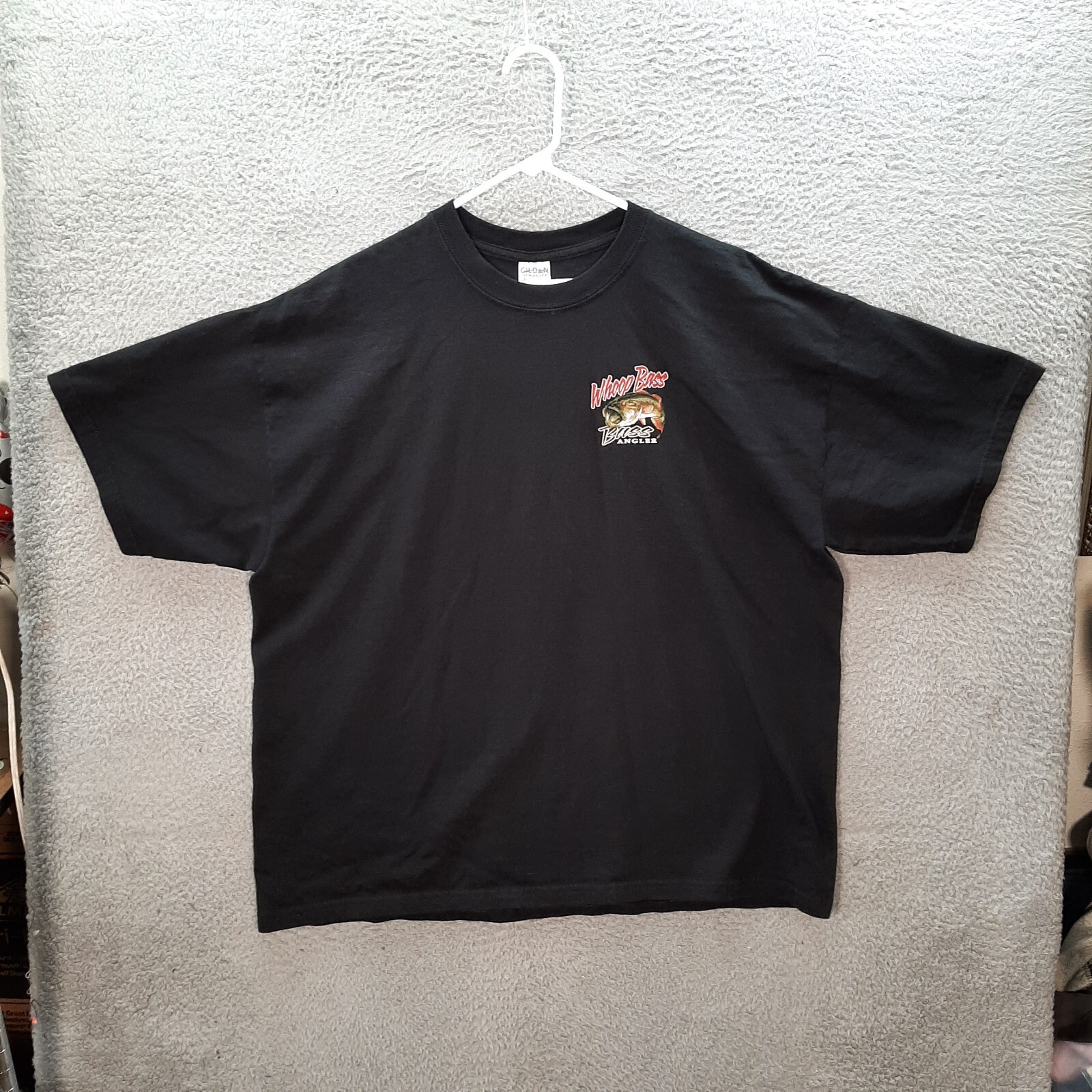 Gildan Shirt Adult 2XL XXL Black Large Mouth Bass Fishing Outdoors Sportsman