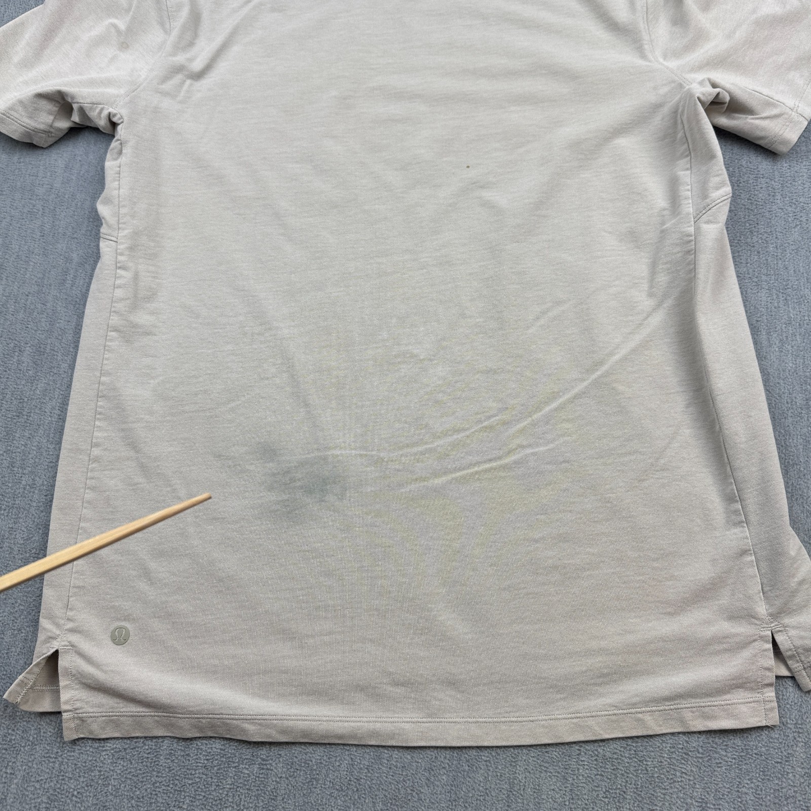 Lululemon Shirt Mens Large Beige Chest Pocket Relaxed Fit Oxford Crewneck Casual