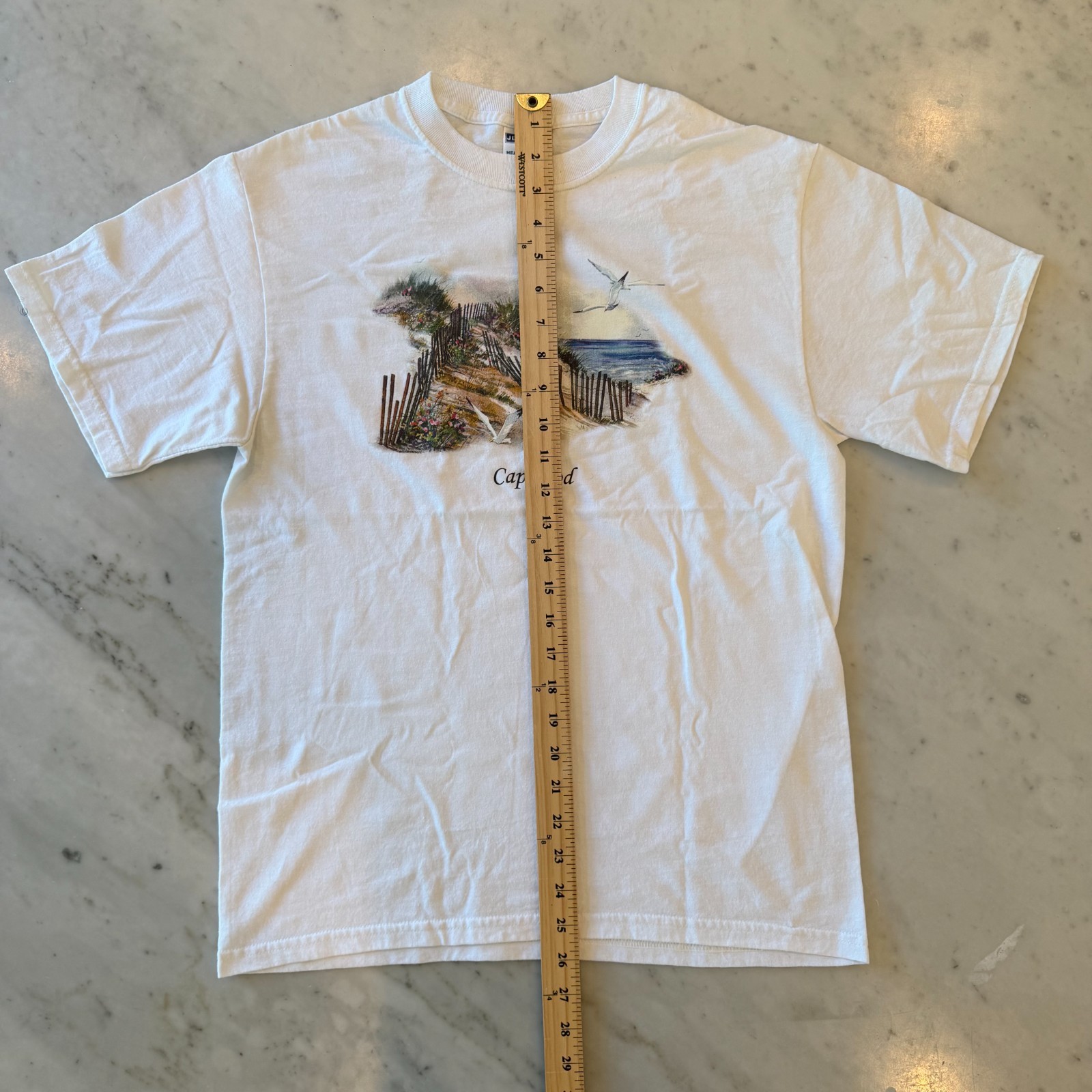Vintage Hanes Cape Cod White Souvenir T Shirt Beach Dunes Seagulls Tee