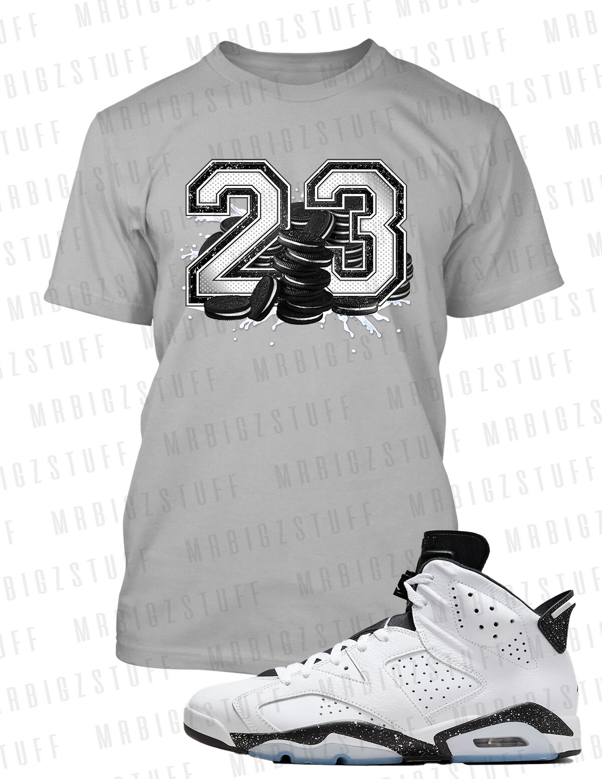 23 Cookie Graphic Sneaker Tee Shirt Match J6 Reverse Oreo Big Tall Street Wear T