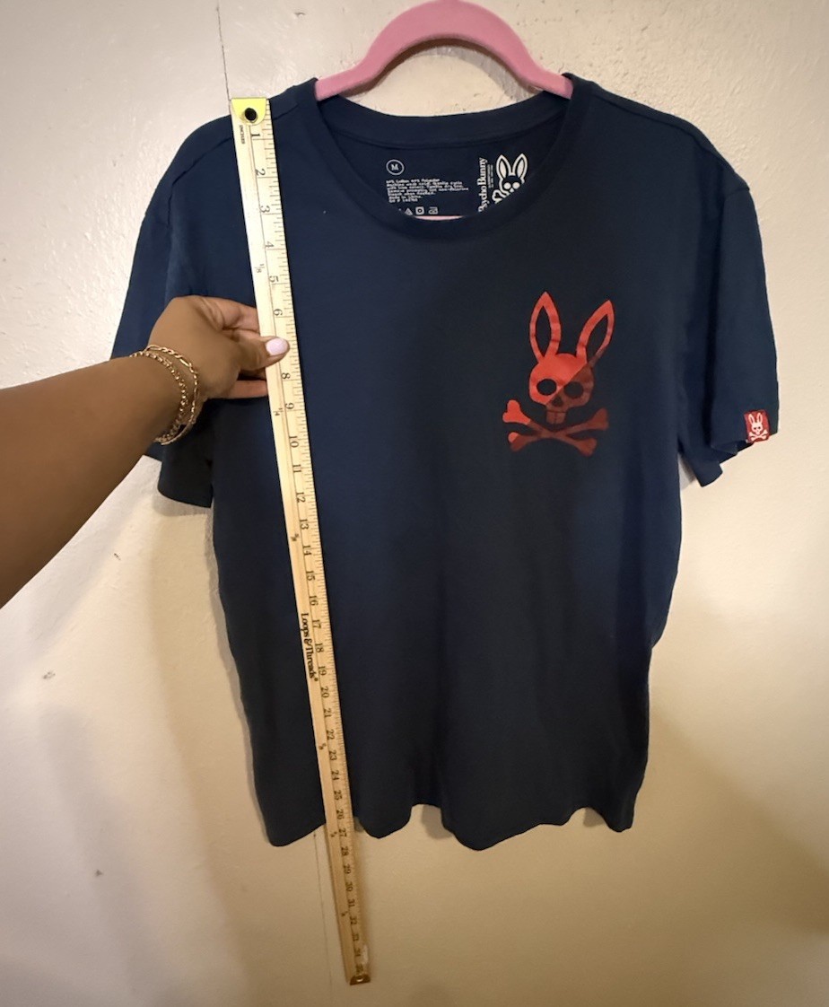 Psycho Bunny Psychobunny Logo Shirt Size M Navy Blue Red Logo Chest