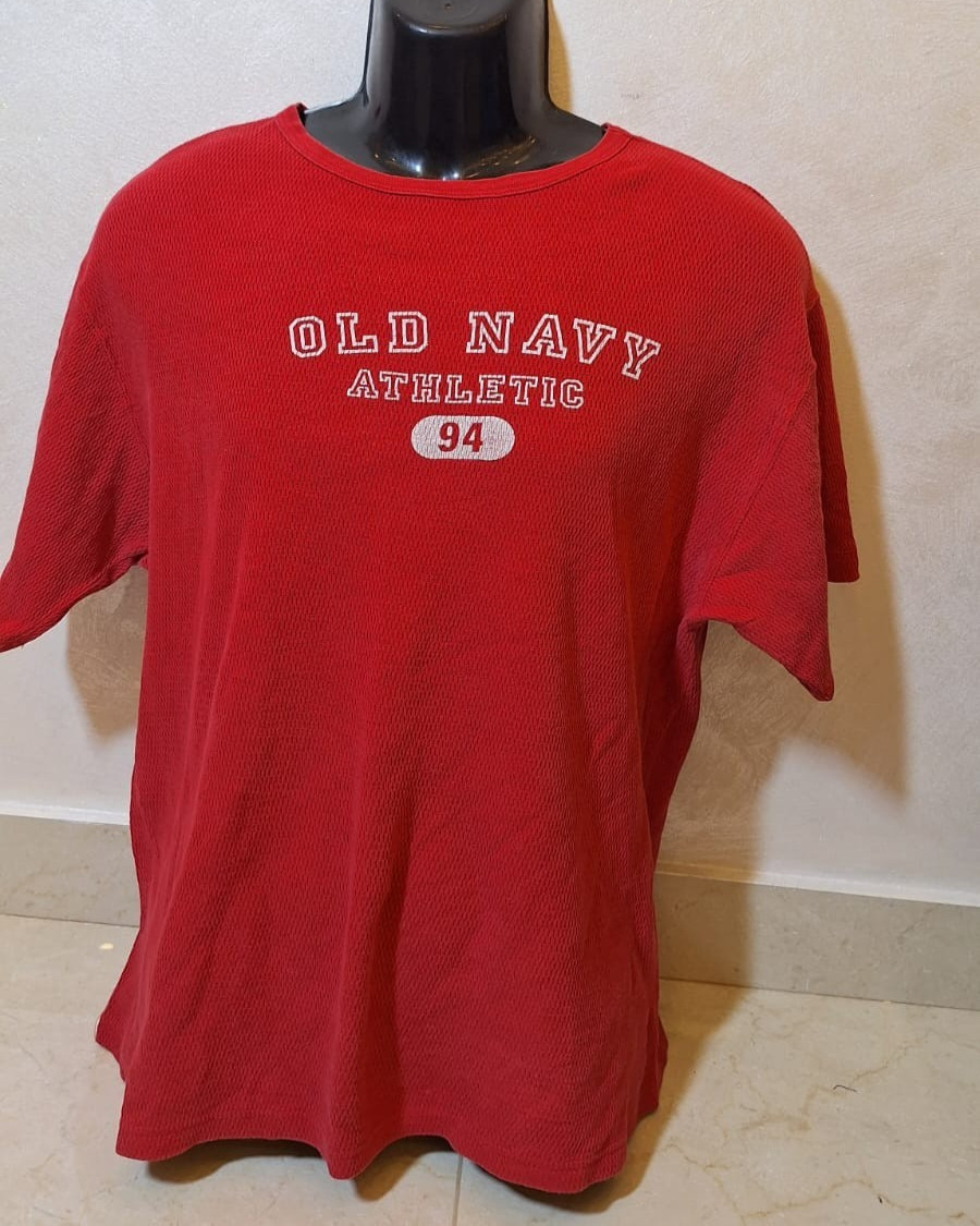 Vintage Old Navy Athletic 94 Red Waffle Knit T-Shirt Men’s XXL Y2K Casual Tee