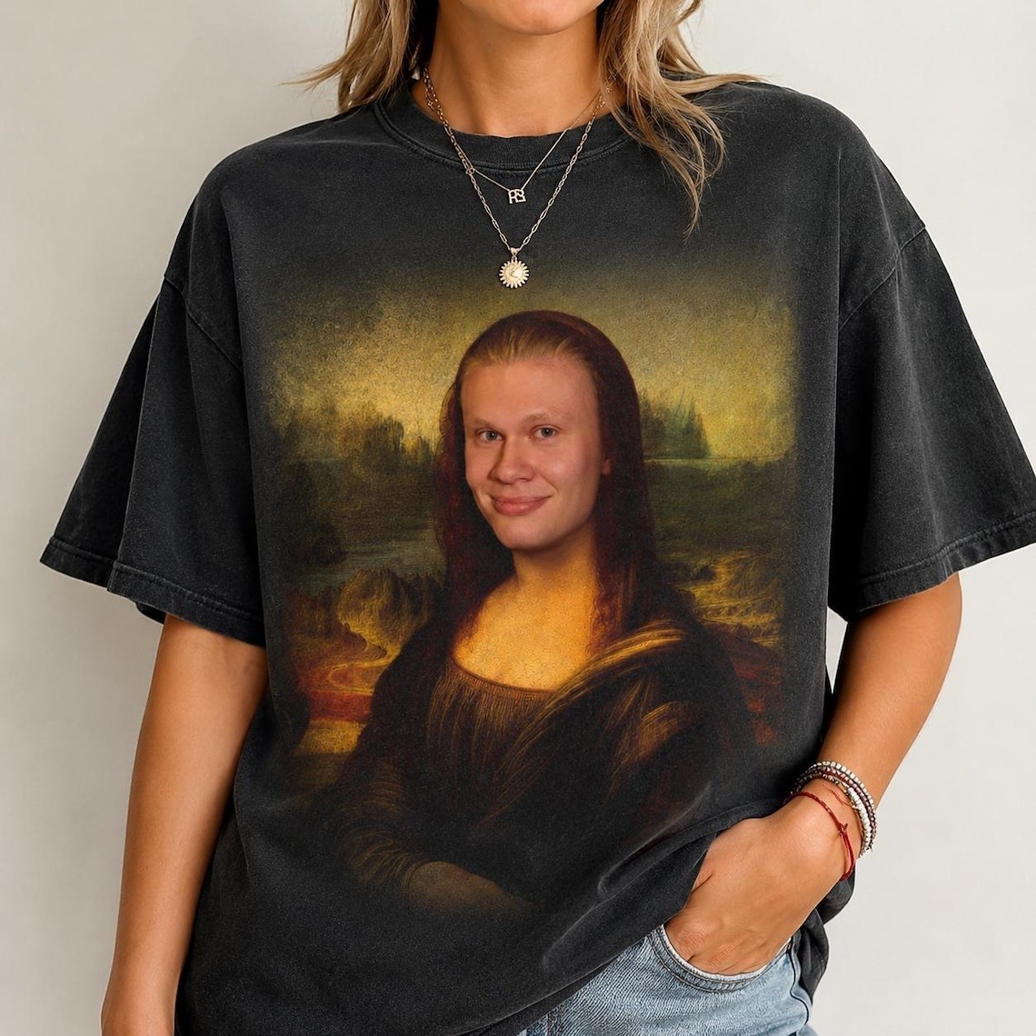 Funny Erling Haaland Mona Lisa Meme Shirt