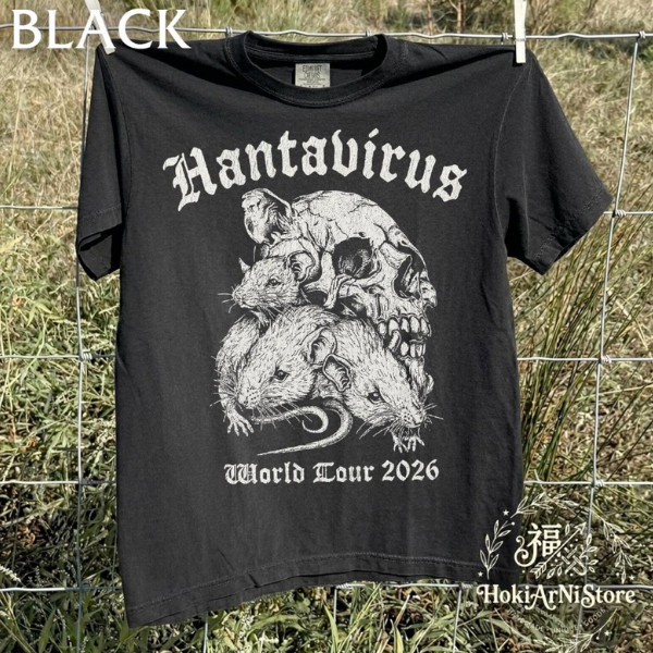 Hanta virus World Tour 2026 Shirt, Gothic Rat and Skull Vintage Graphic Tshirt