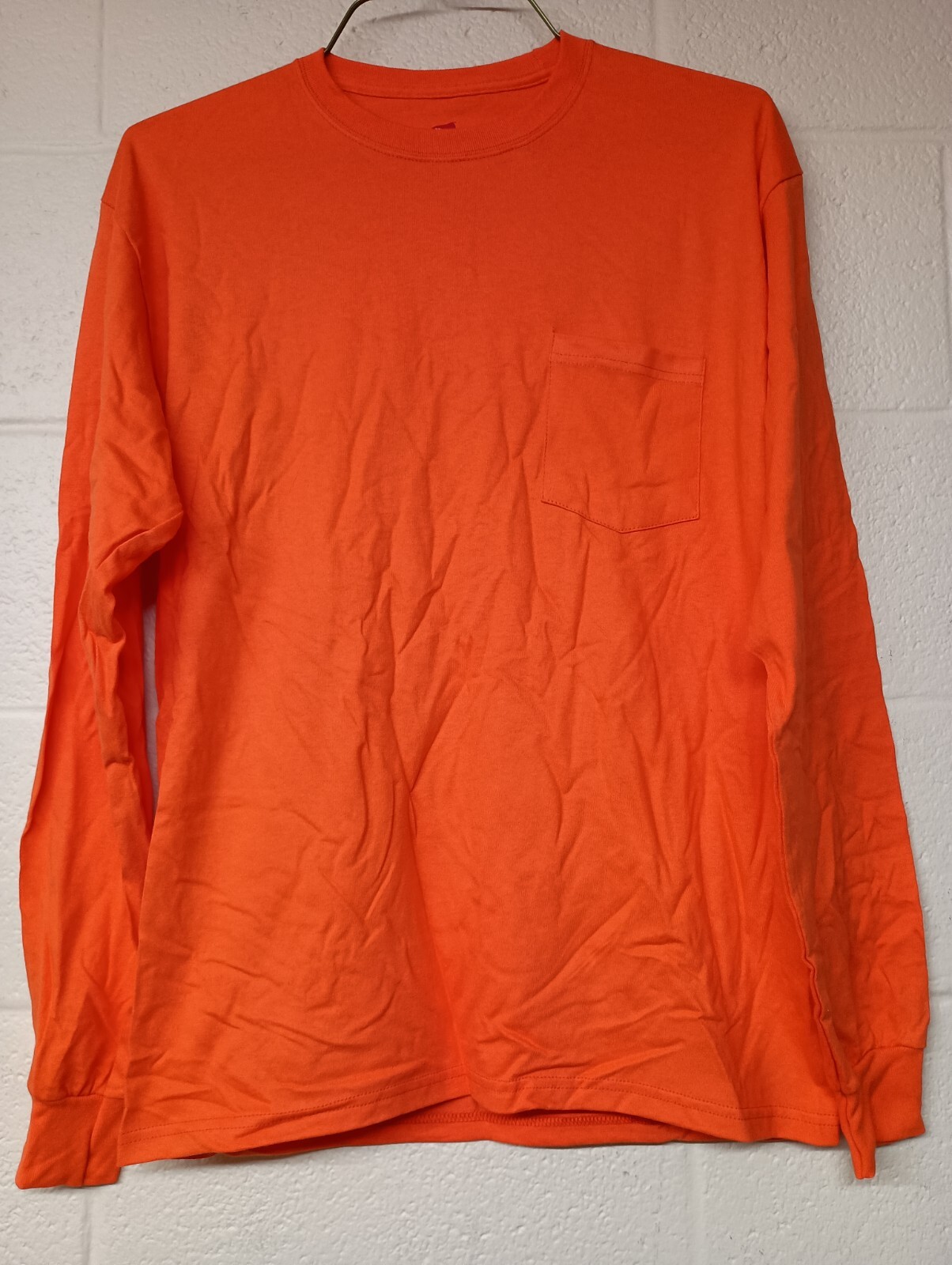 Hanes Tagless Safety Orange Long Sleeve T Shirt Men’s Medium New