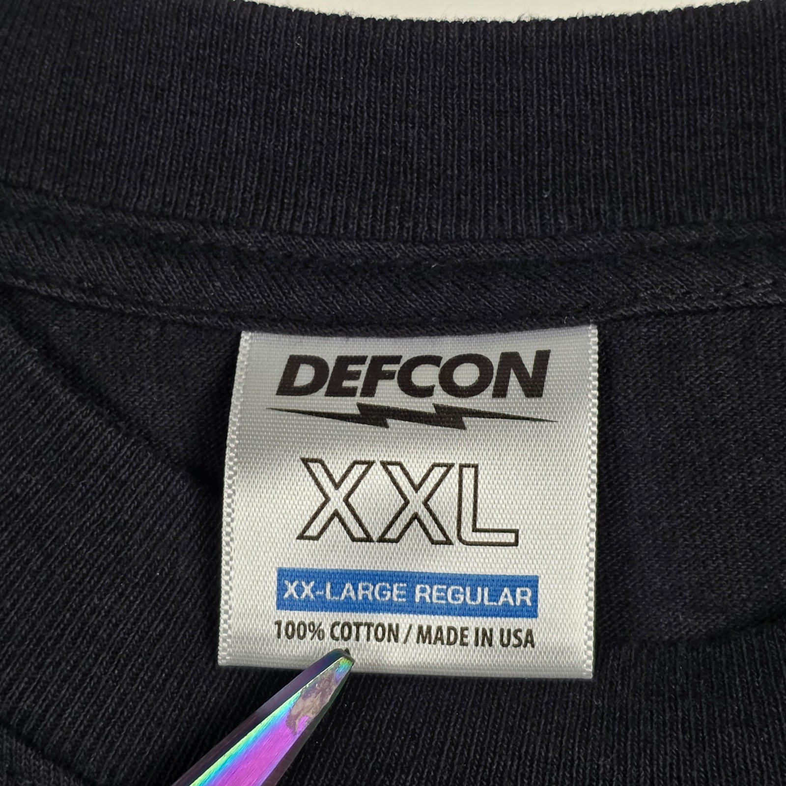 Defcon Old English 100% Cotton Mens 2XL Short Sleeve Black Graphic T Shirt
